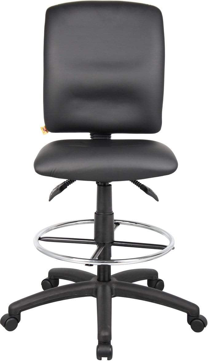 Boss Multi-Function LeatherPlus Drafting Stool [B1645] - Adjustable Height Office Chair for Architects, Artists & Home Office Use