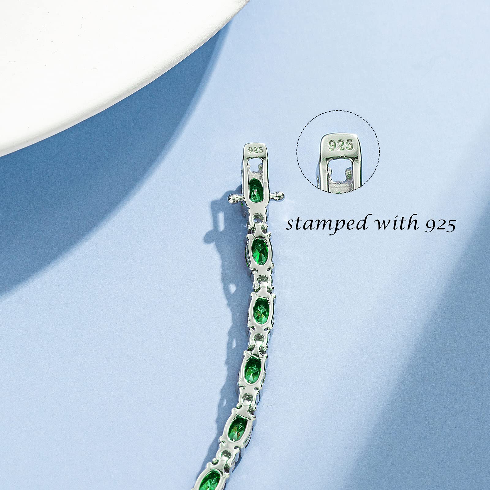 FANCIME Sterling Silver Birthstone Tennis Bracelet - Dainty Charm Bracelet for Women & Mom, 7