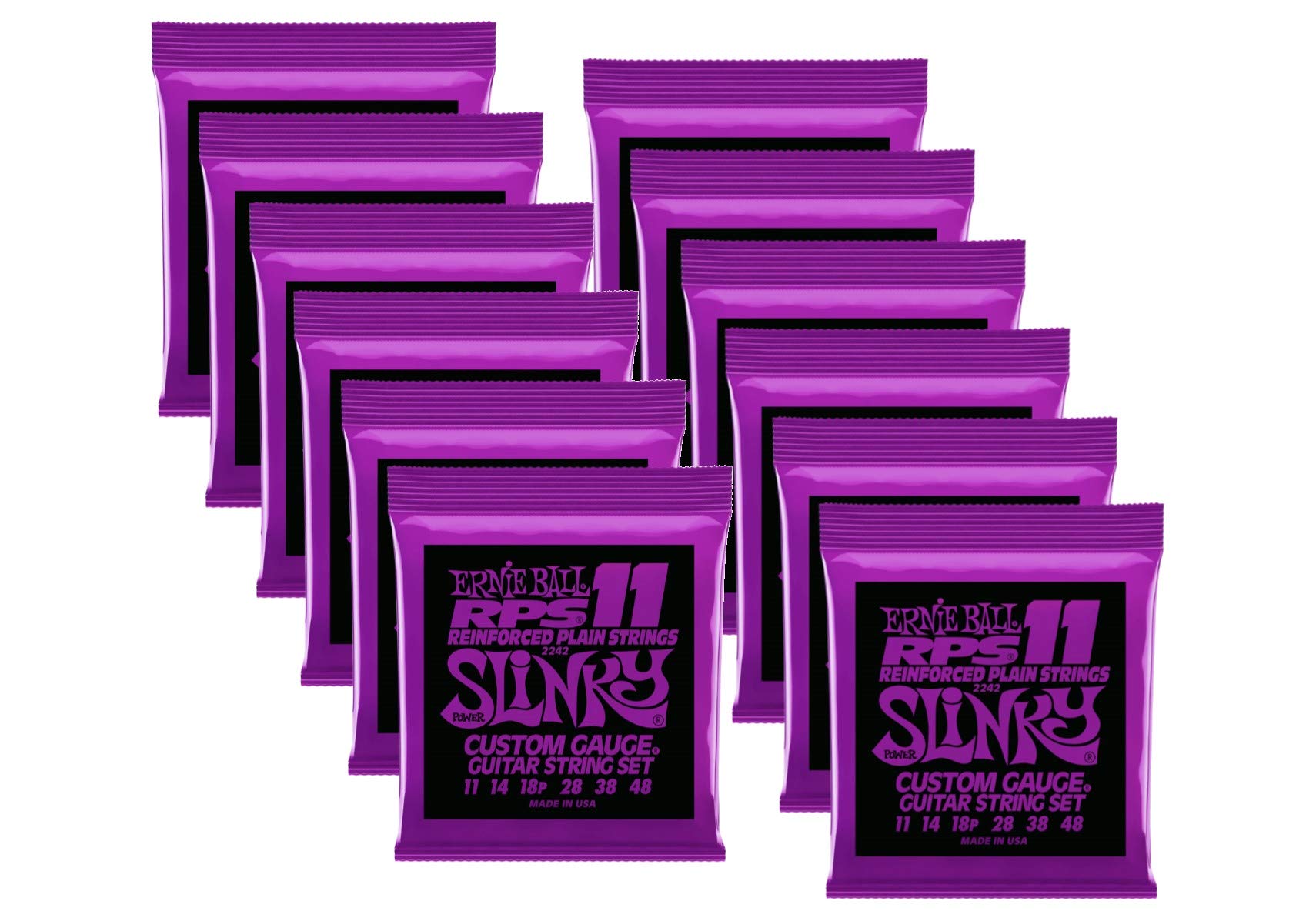 Ernie Ball RPS Power Slinky Electric Guitar Strings - Custom Gauge 11-48 (Pack of 12) - P02242 - Perfect for Rock, Metal & Heavy Playing Styles