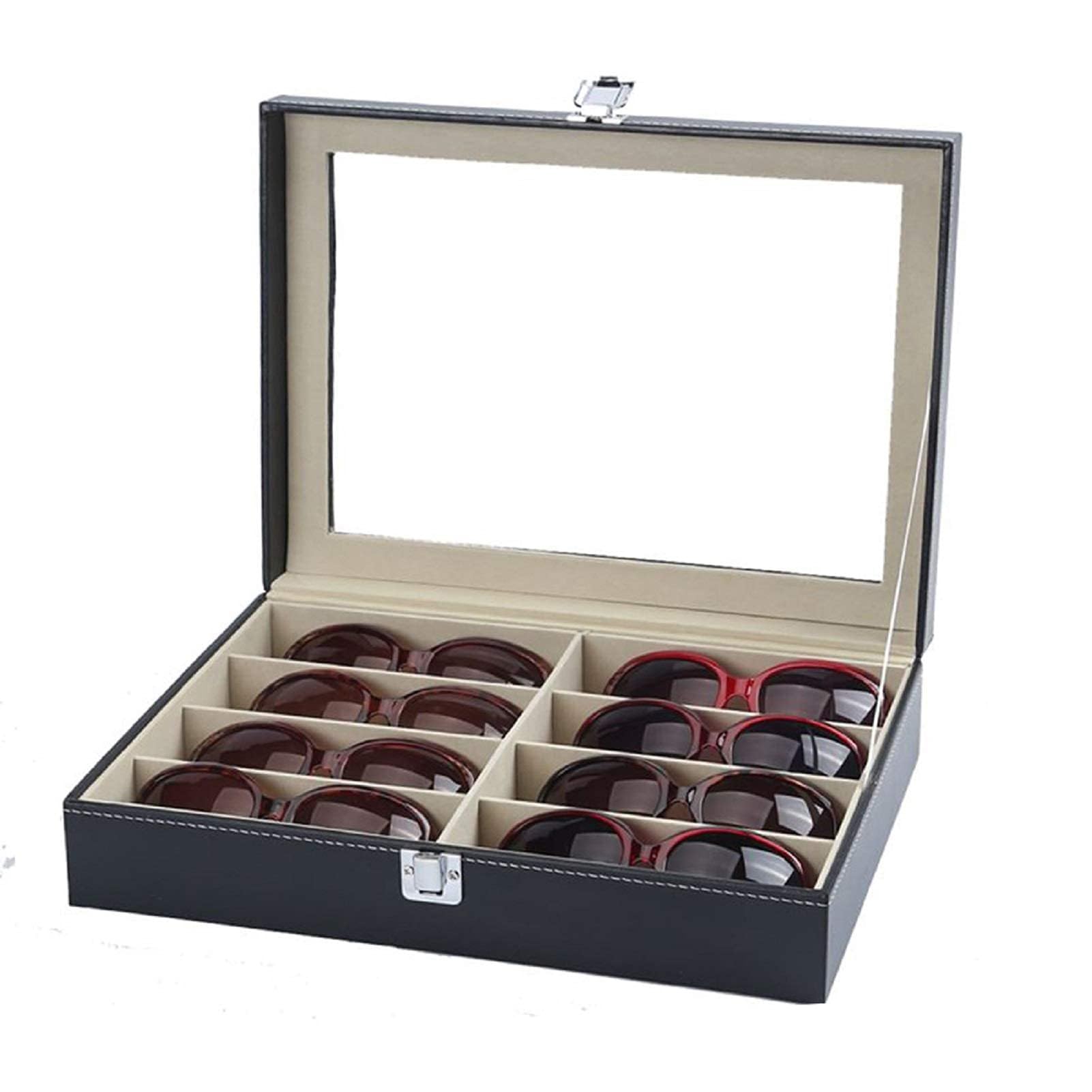 Youyijia Transparent Glass Sunglasses Storage Box - Dust-Proof Portable Eyewear Case for Men & Women | Perfect for Travel, Home, Office & Car Organization