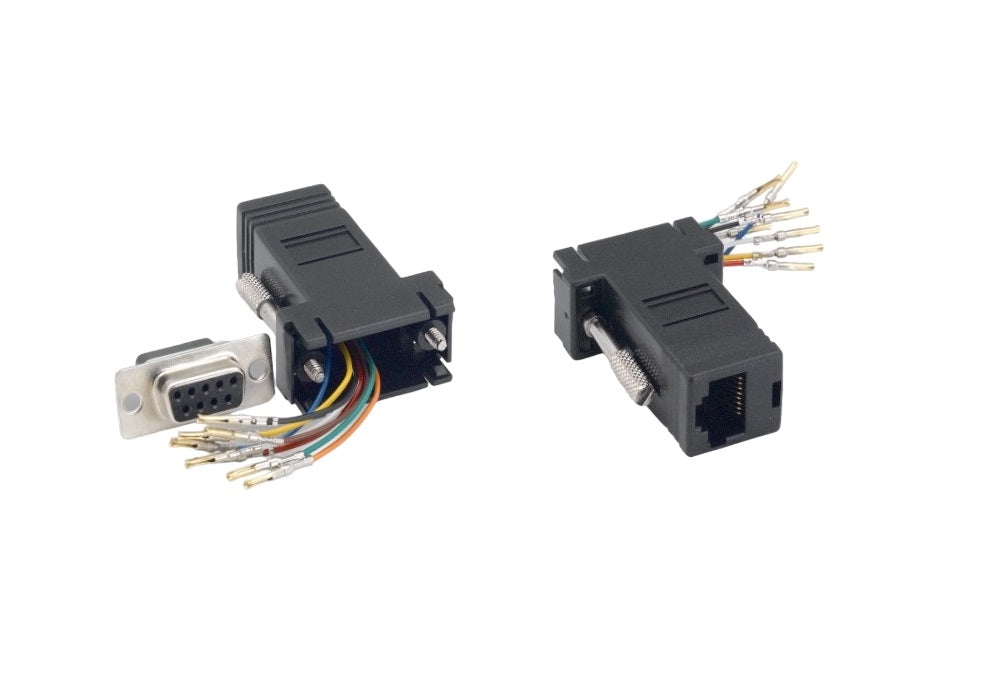 10-Pack DB9 Female to RJ45 (8P8C) Female Modular Adapter - Black | Serial to Ethernet Converter for Networking, Industrial Equipment & Computer Connectivity