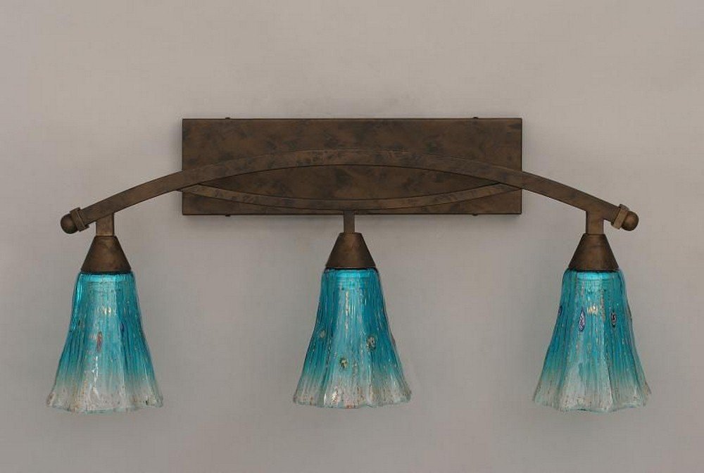 Toltec Lighting Bow 3-Light Bathroom Vanity Light Fixture in Bronze Finish (173-BRZ-725) - Perfect for Bathroom, Powder Room, and Dressing Area Lighting