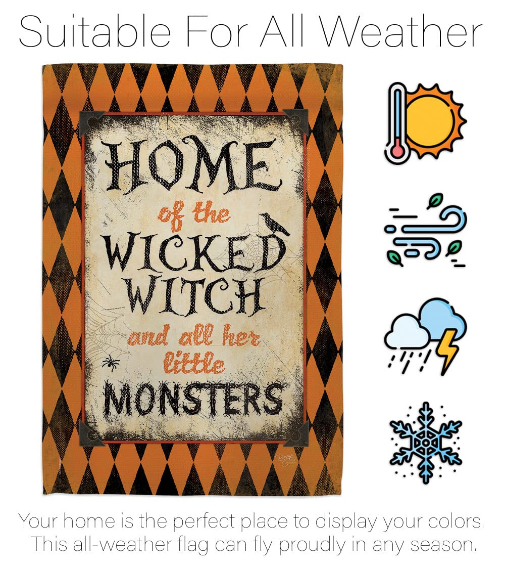 Breeze Decor FK112059-BO Halloween Vertical Flag Set - 1 House Flag & 1 Garden Flag with Hardware - Fall Home Decor for Porch, Yard, and Outdoor Halloween Party Decorations