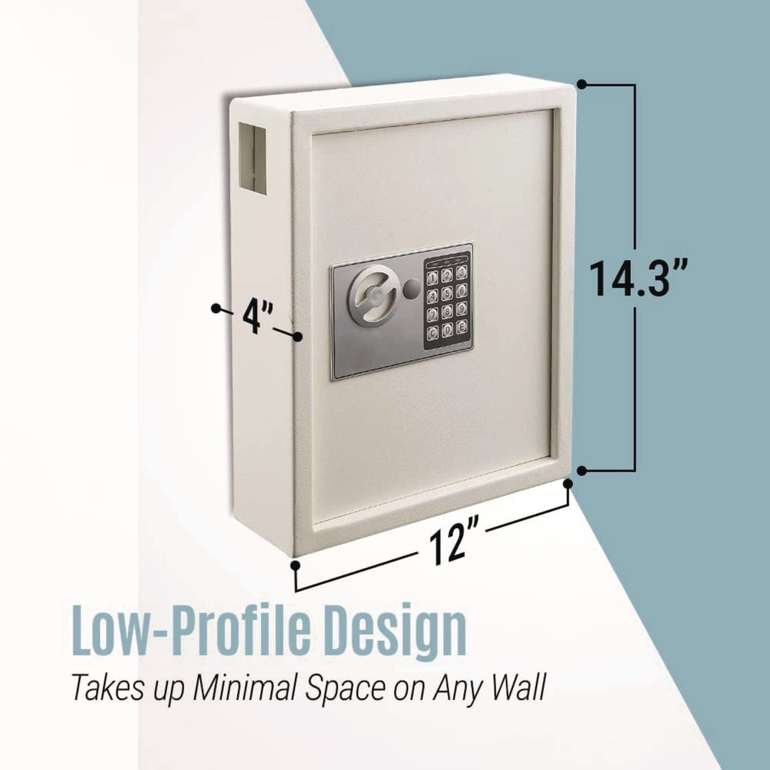 AdirOffice Steel Digital Lock Key Cabinet - 40 Key Capacity, 13 x 4 x 14.3 Inches, Stainless Steel 304, White - Secure Key Storage for Offices, Hotels, Schools, and Homes