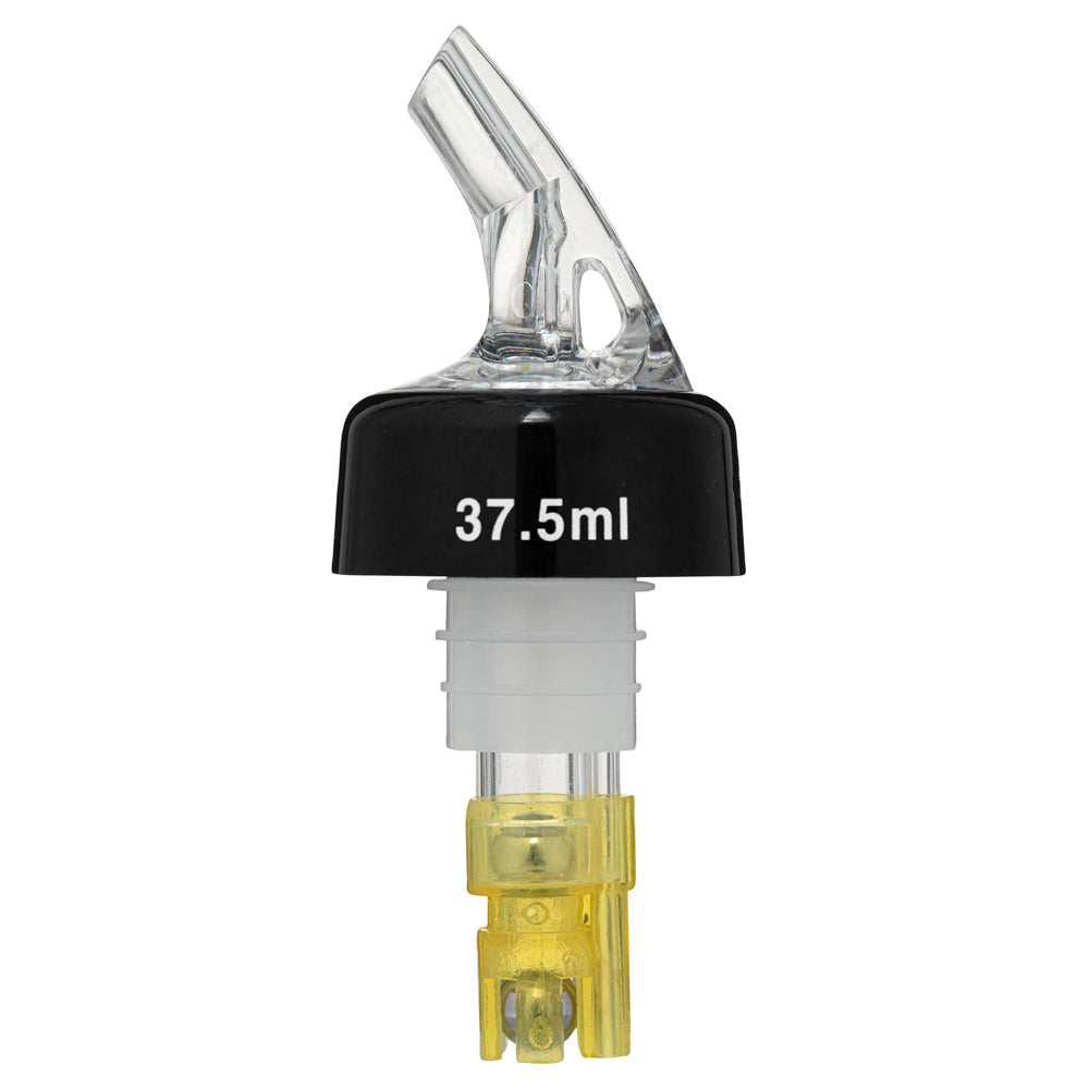 1.5 oz Yellow Plastic Measured Liquor Pourer with Collar & Clear Spout - 50 Count Box - Perfect for Bars, Restaurants & Home Cocktail Making