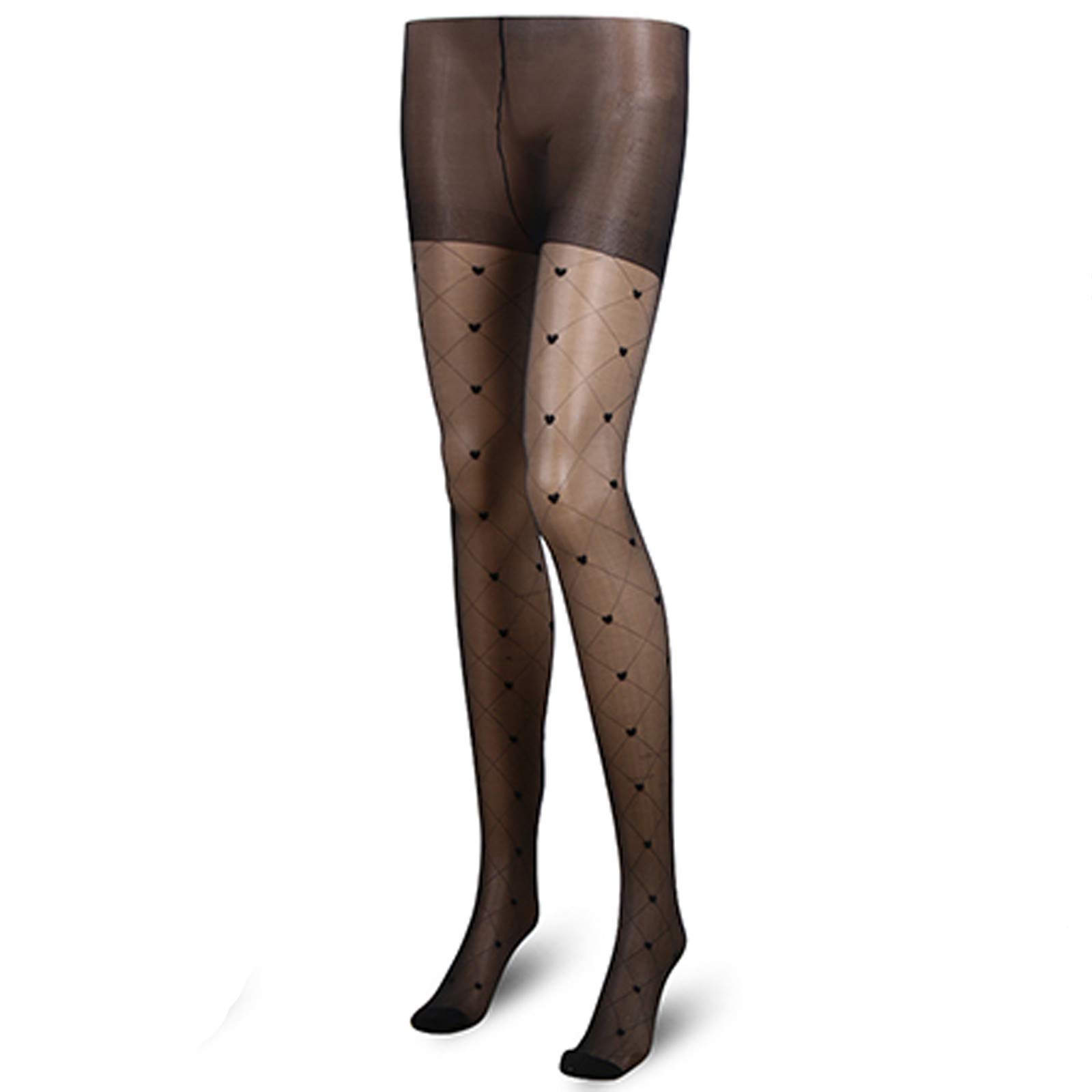 Sexy Vintage Heart Print Mesh Pantyhose for Women - Fake Tattoo Stockings with Silk Feel, Perfect for Halloween Costumes, Cosplay and Night Out