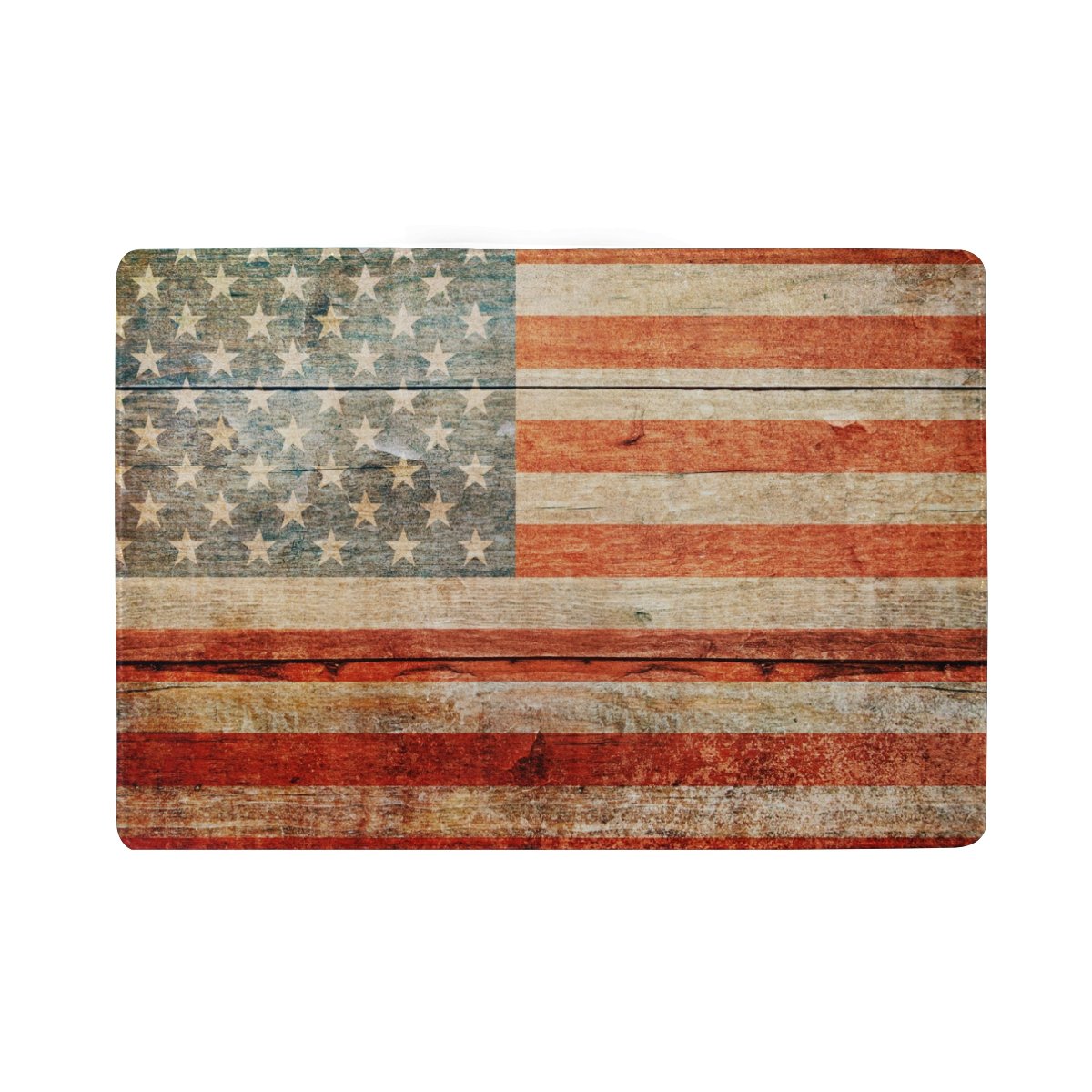 Vintage Leather Passport Holder with Wooden USA Flag Design - Travel Wallet for Men & Women - Perfect for Airports, Vacations & Business Trips