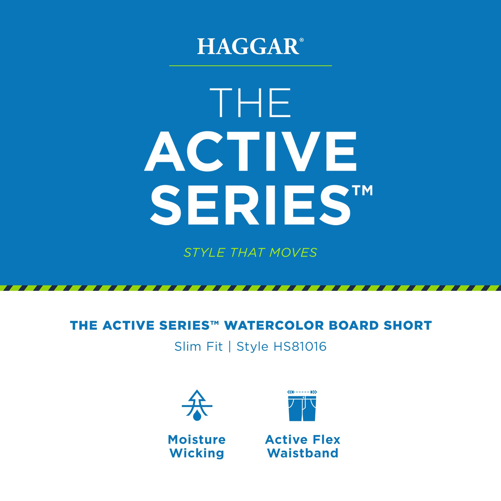 Haggar Men's Active Series Watercolor Swim Trunks - Quick-Dry Board Shorts for Swimming, Beach & Summer Outdoor Activities