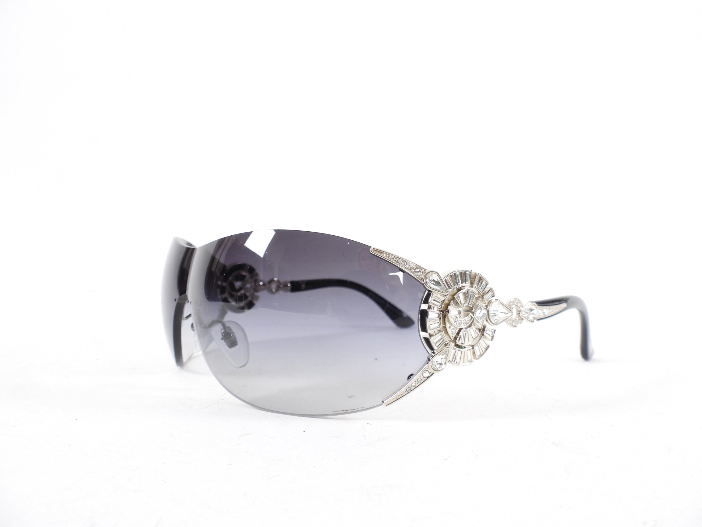 Bvlgari 6039 Swarovski Crystal Black Shield Sunglasses for Women - Luxury Designer Sunglasses with UV Protection - Perfect for Beach, Driving & Fashion Outfits