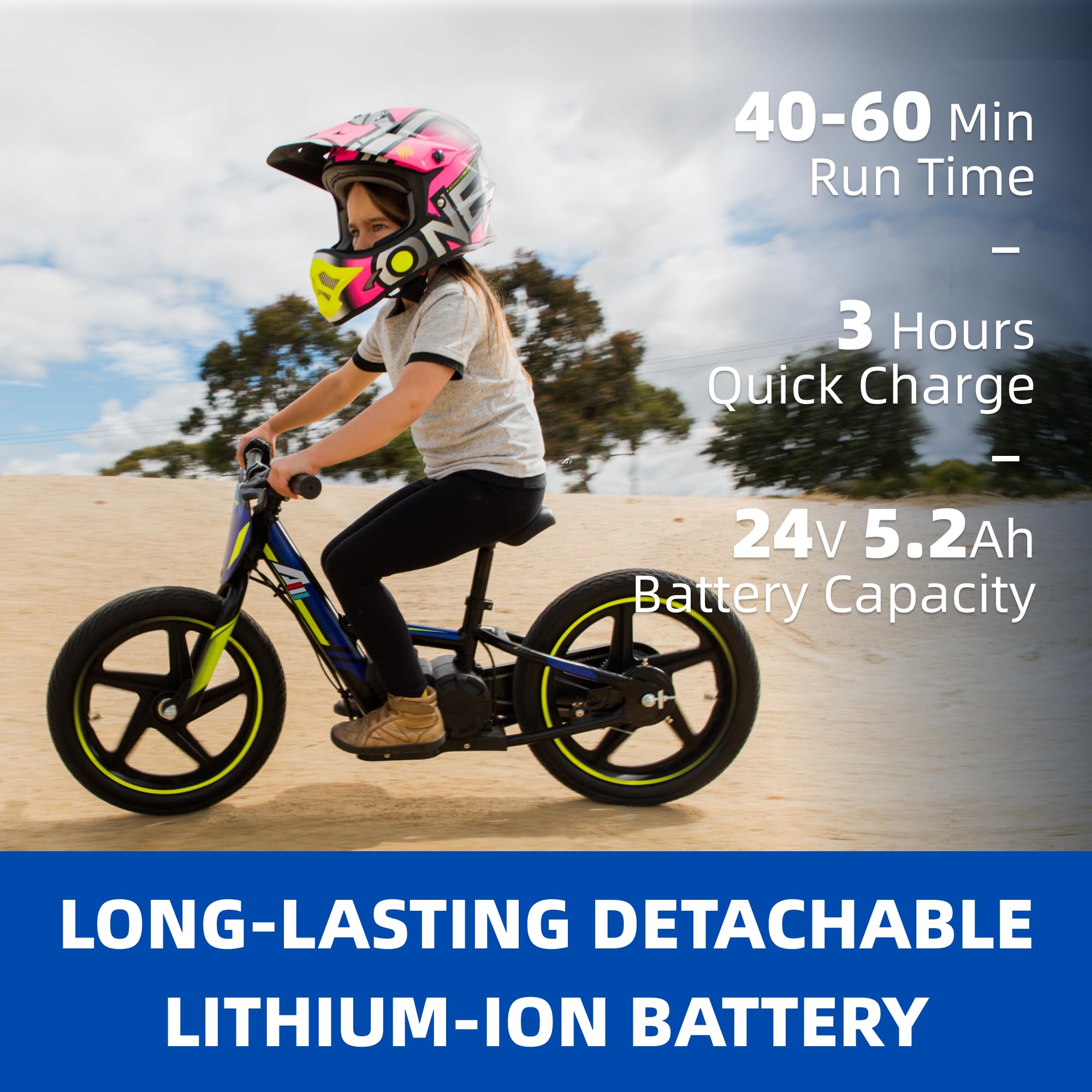 Lightweight Electric Dirt Bike for Kids - 170W/340W Motor, 10-12MPH Speed, 24V Removable Battery, Dual Hand Brakes - Perfect for Ages 3-12 - Ideal for Backyard Riding, Neighborhood Adventures & Off-Road Trails