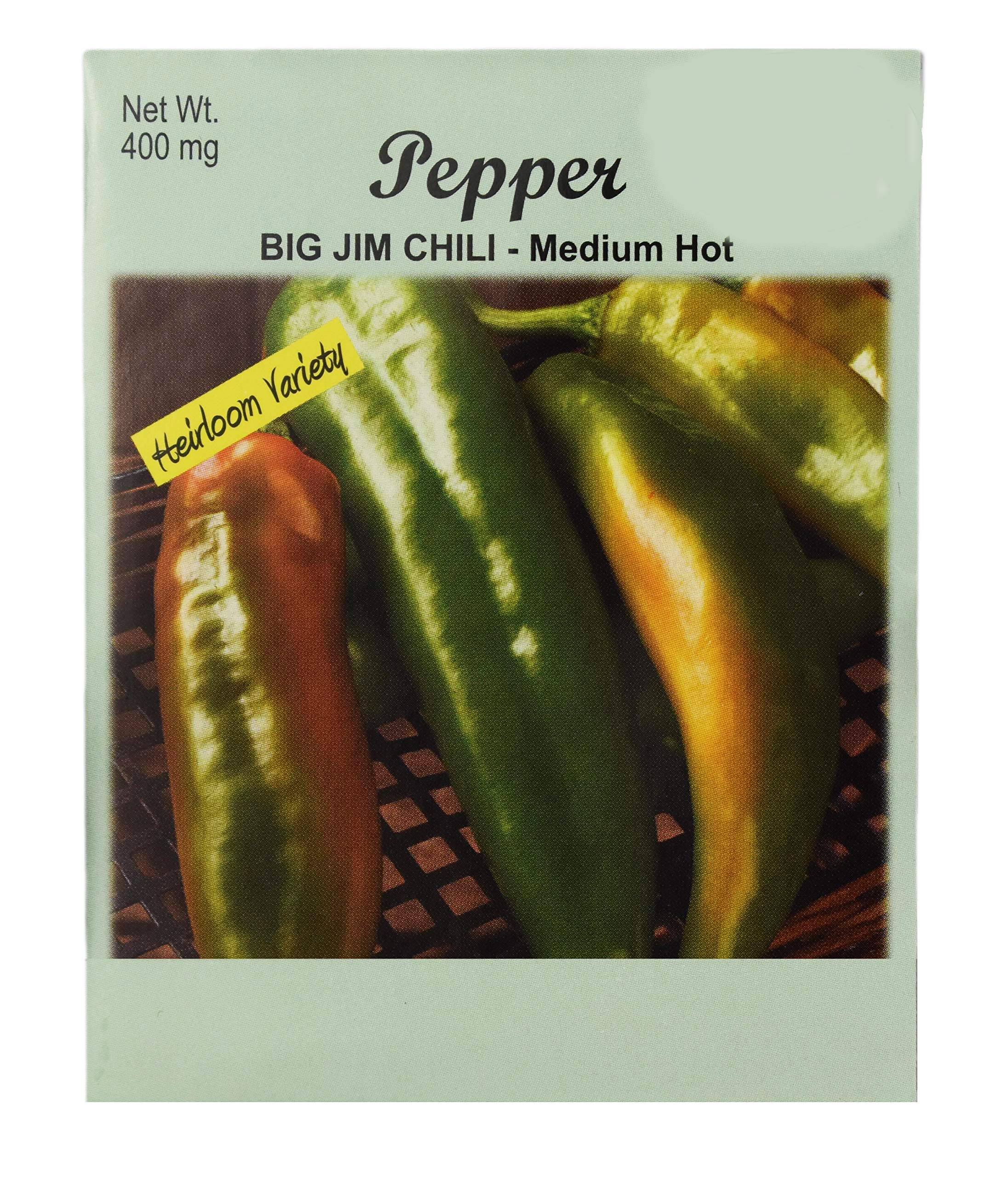 50 Pack Big Jim Chili Pepper Seeds - Non-GMO Heirloom Vegetable Seeds for Planting - Black Duck Brand - Medium Heat Peppers for Salsas, Cooking & Home Gardening