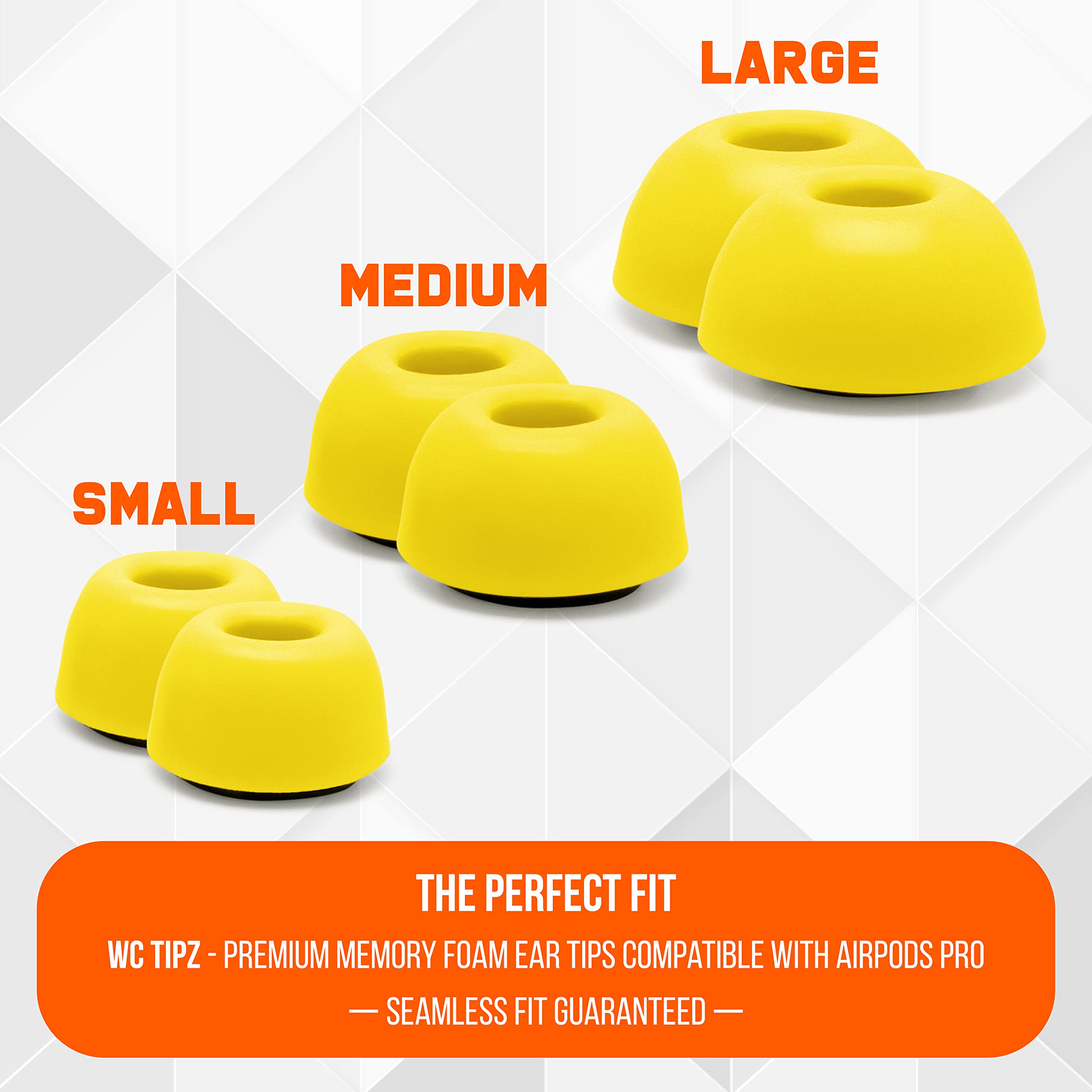 Upgraded Memory Foam Ear Tips for AirPods Pro - Enhanced Comfort & Noise Isolation | Perfect Fit for Charging Case | Neon Yellow | Ideal for Workouts, Commuting & Travel