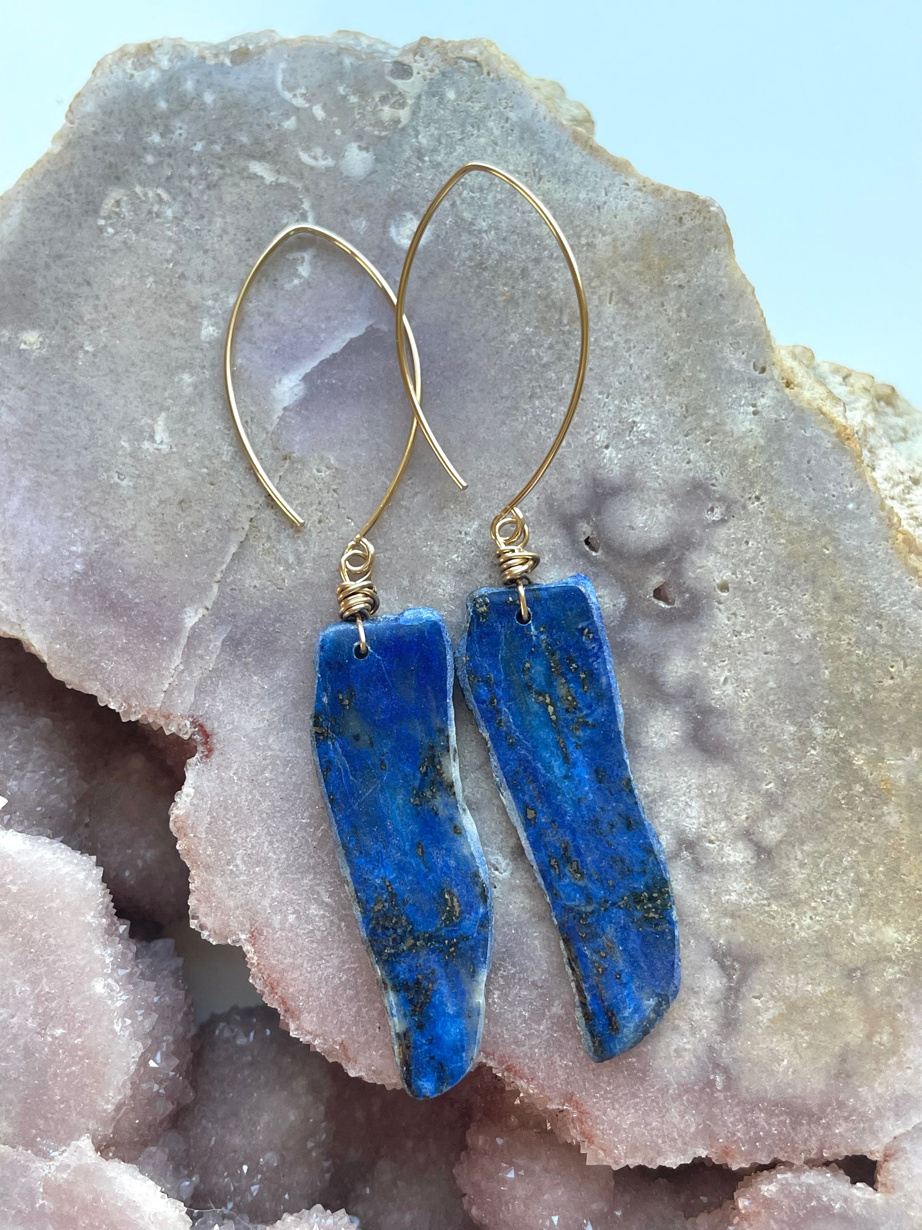 Lapis Lazuli Statement Earrings - 14K Gold Filled Dangle Earrings for Women | Elegant Jewelry Gift for Birthday, Anniversary & Special Occasions