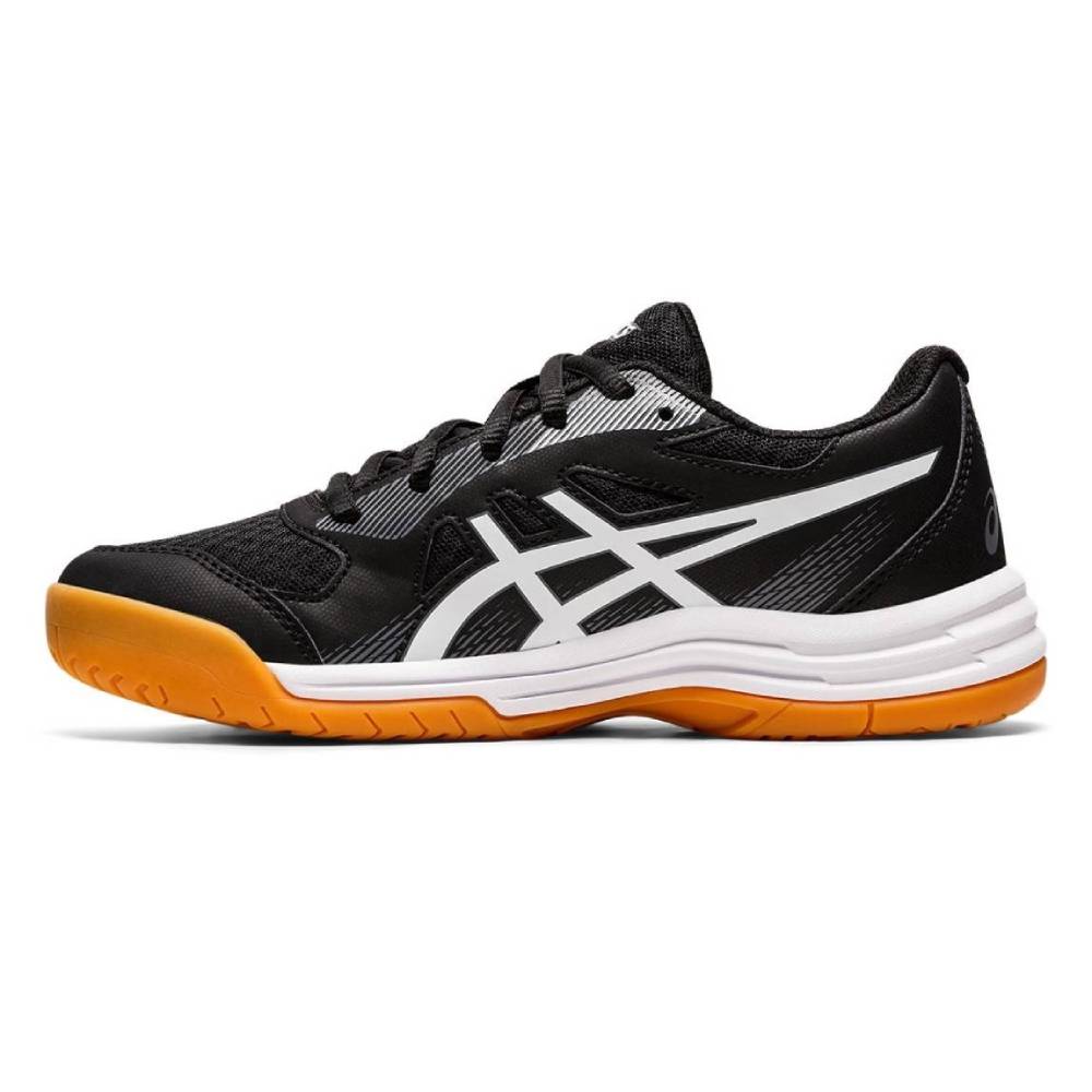 ASICS Upcourt 5 GS Junior Indoor Court Shoes for Girls - Black/White - Lightweight Tennis Shoes for Kids with Non-Marking Soles - Perfect for Indoor Volleyball, Badminton & Court Sports