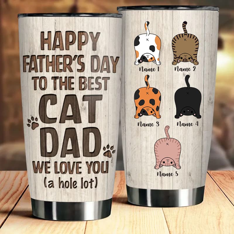 Personalized 'Dear Dad We Love You' Funny Cat Coffee Mug - Custom Up to 3 Cats, Father's Day Gift for Cat Lovers - Perfect for Coffee, Tea & Office Use
