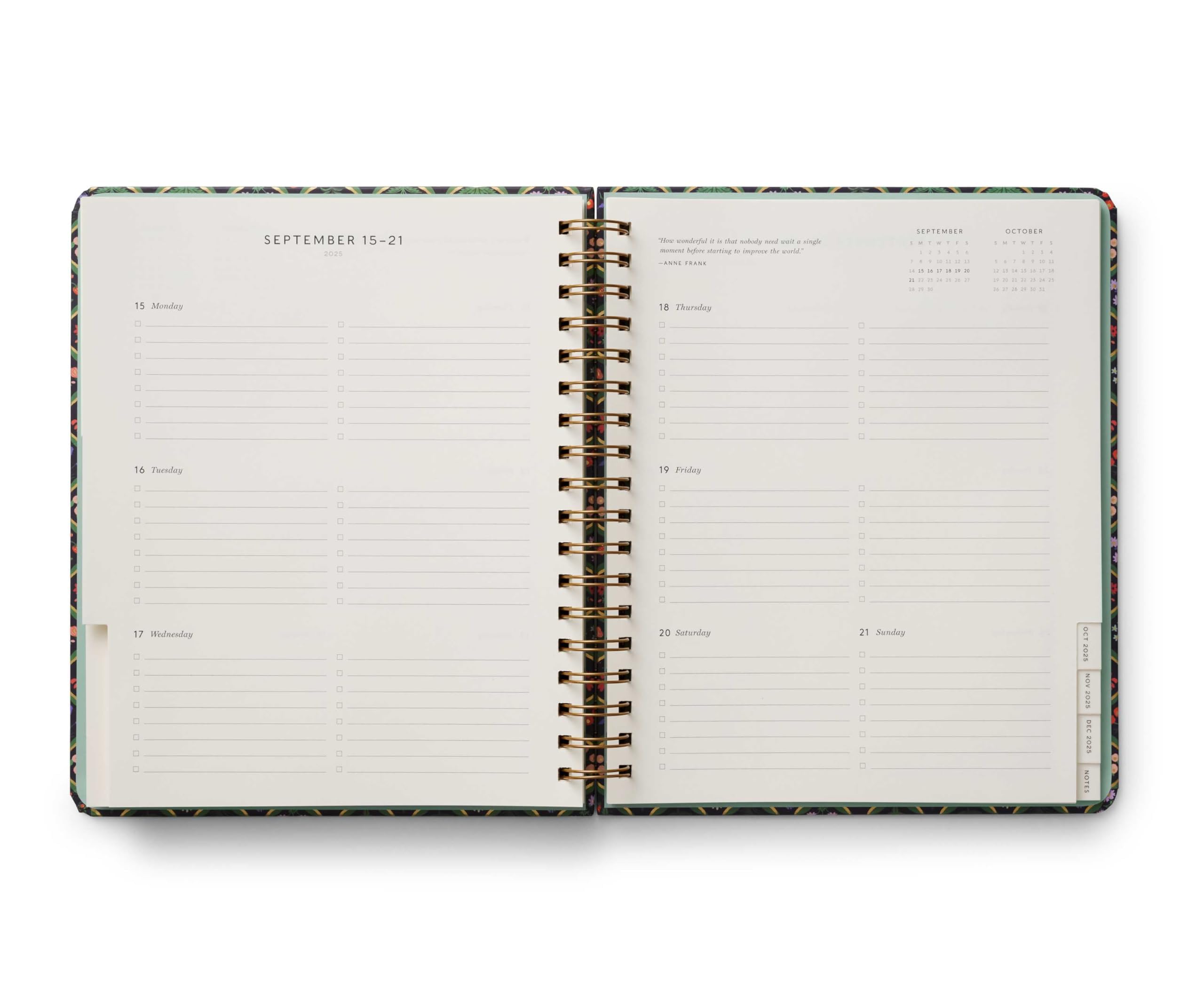 RIFLE PAPER CO. 2025 17-Month Academic Planner - Hardcover Spiral Bound with Weekly & Monthly Pages, Inspirational Quotes, Sticker Sheets & Pocket Folder (10