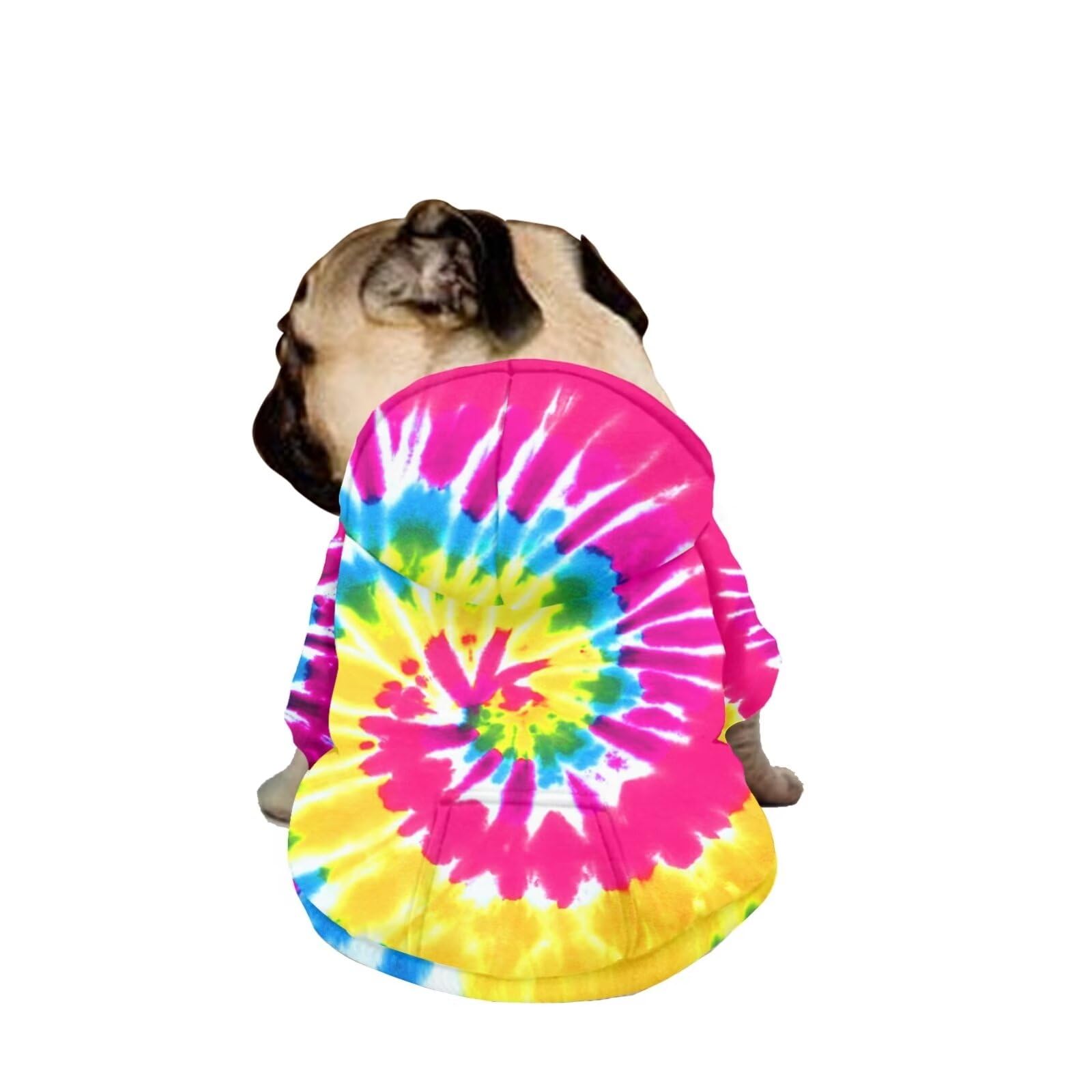Howilath Tie-Dye Rainbow Spiral Dog Hoodie - Soft & Warm Pet Sweater with Hat for Small, Medium & Large Dogs & Cats | Perfect for Winter Walks & Outdoor Adventures