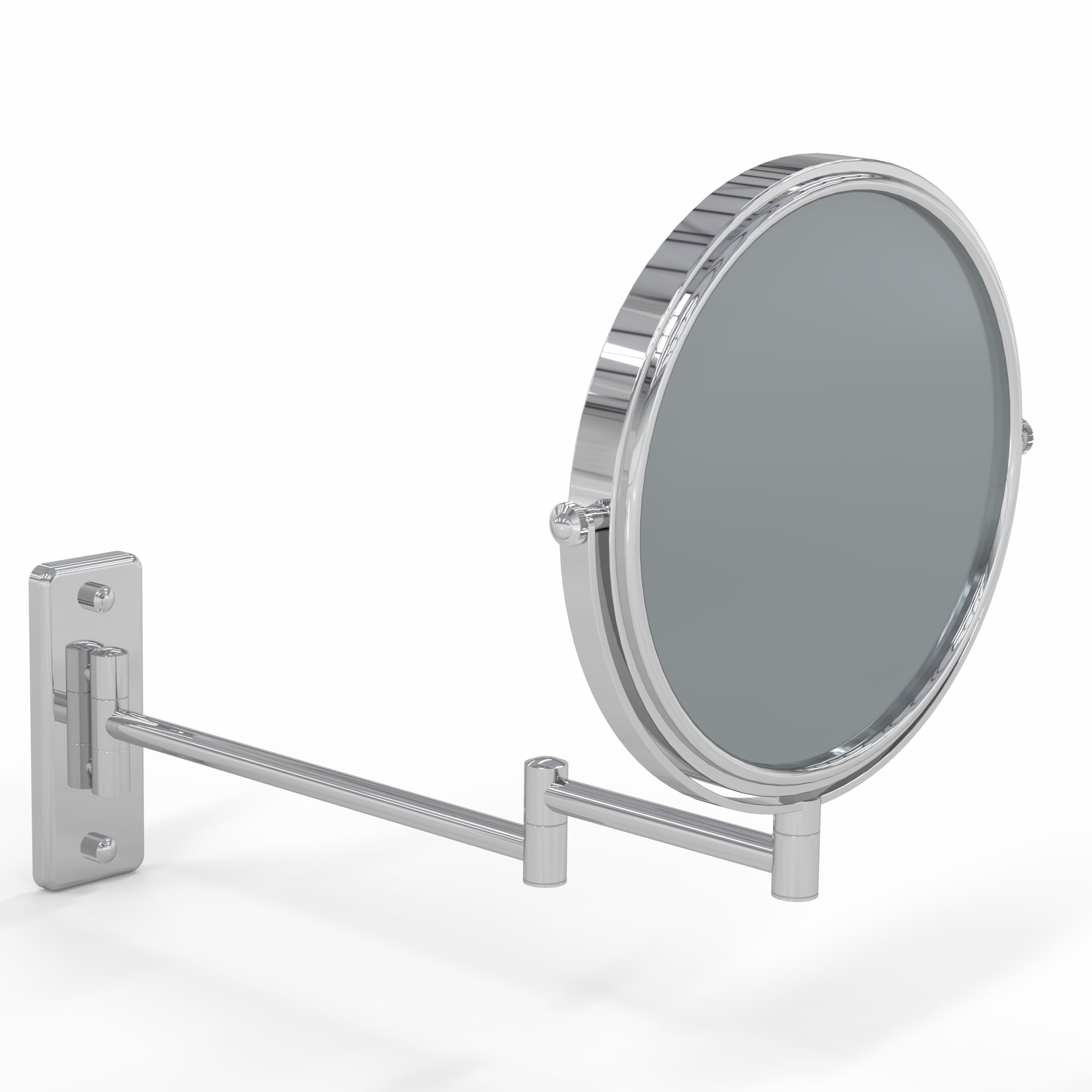 Double Arm Wall Mirror with 1X & 5X Magnification - 7.75 Inch Chrome Bathroom Vanity Mirror for Makeup, Shaving & Grooming