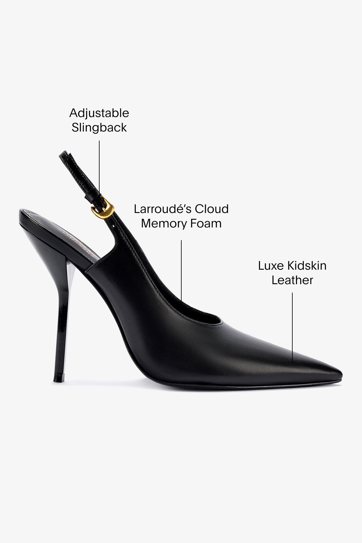 Larroudé x Altuzarra Black Leather Pump Shoes for Women | Elegant High Heels for Office, Party & Special Occasions