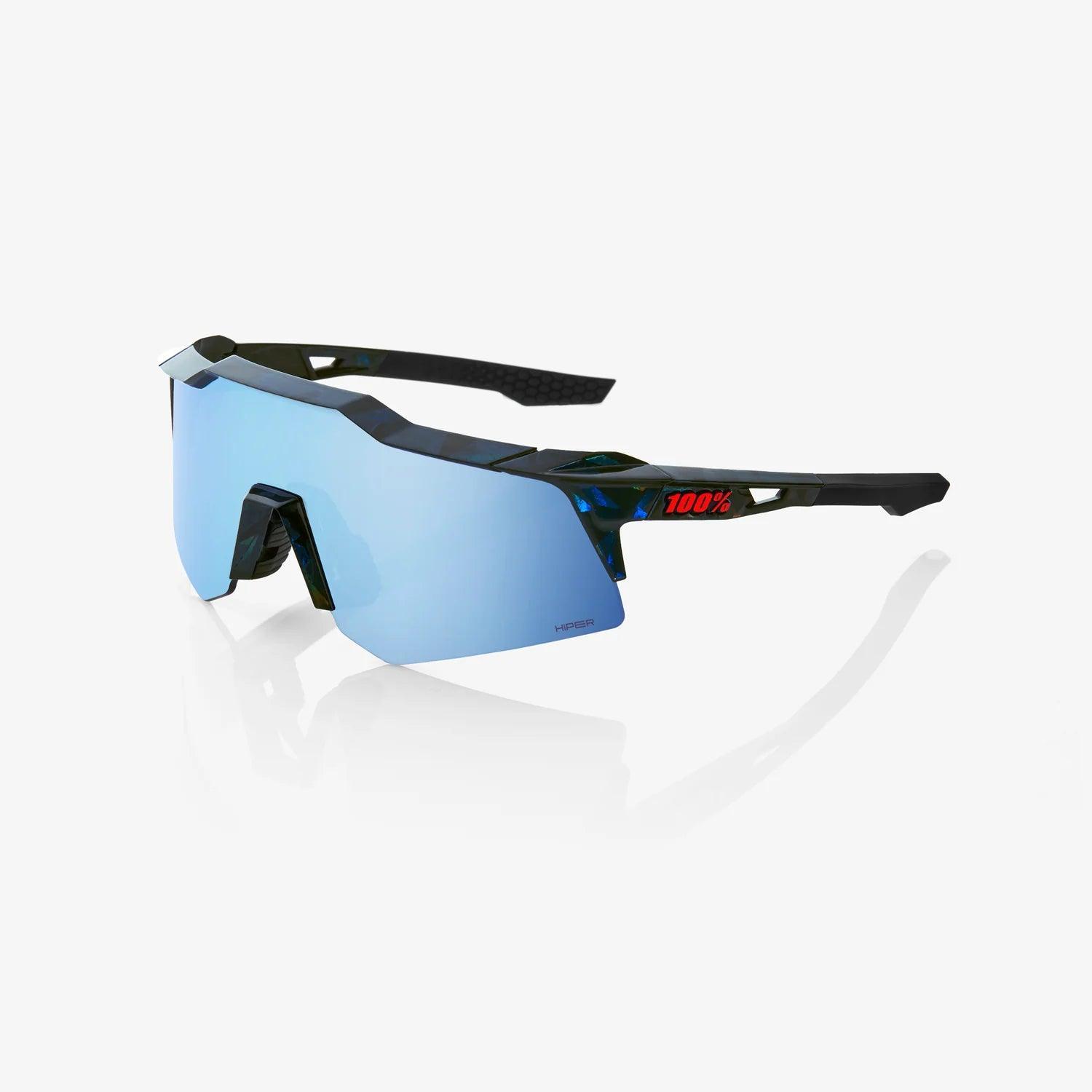 SPEEDCRAFT XS 100% UV Protection Sunglasses - Black Holographic Frame with HiPER Blue Multilayer Mirror Lens | Polarized Sports & Driving Shades for Men & Women