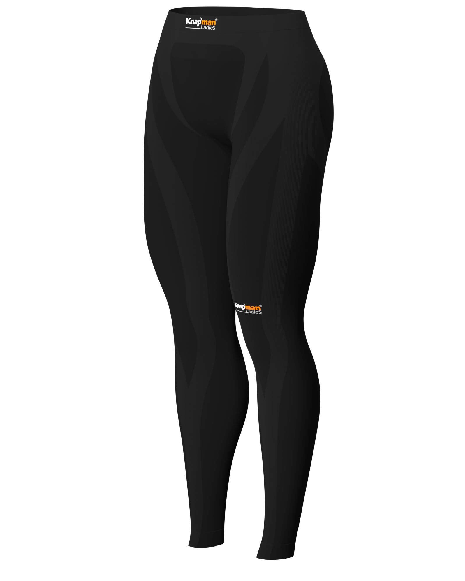 Knap'man Women's High-Performance Zoned Compression Tights - 45% Black - Ideal for Running, Yoga & Gym Workouts