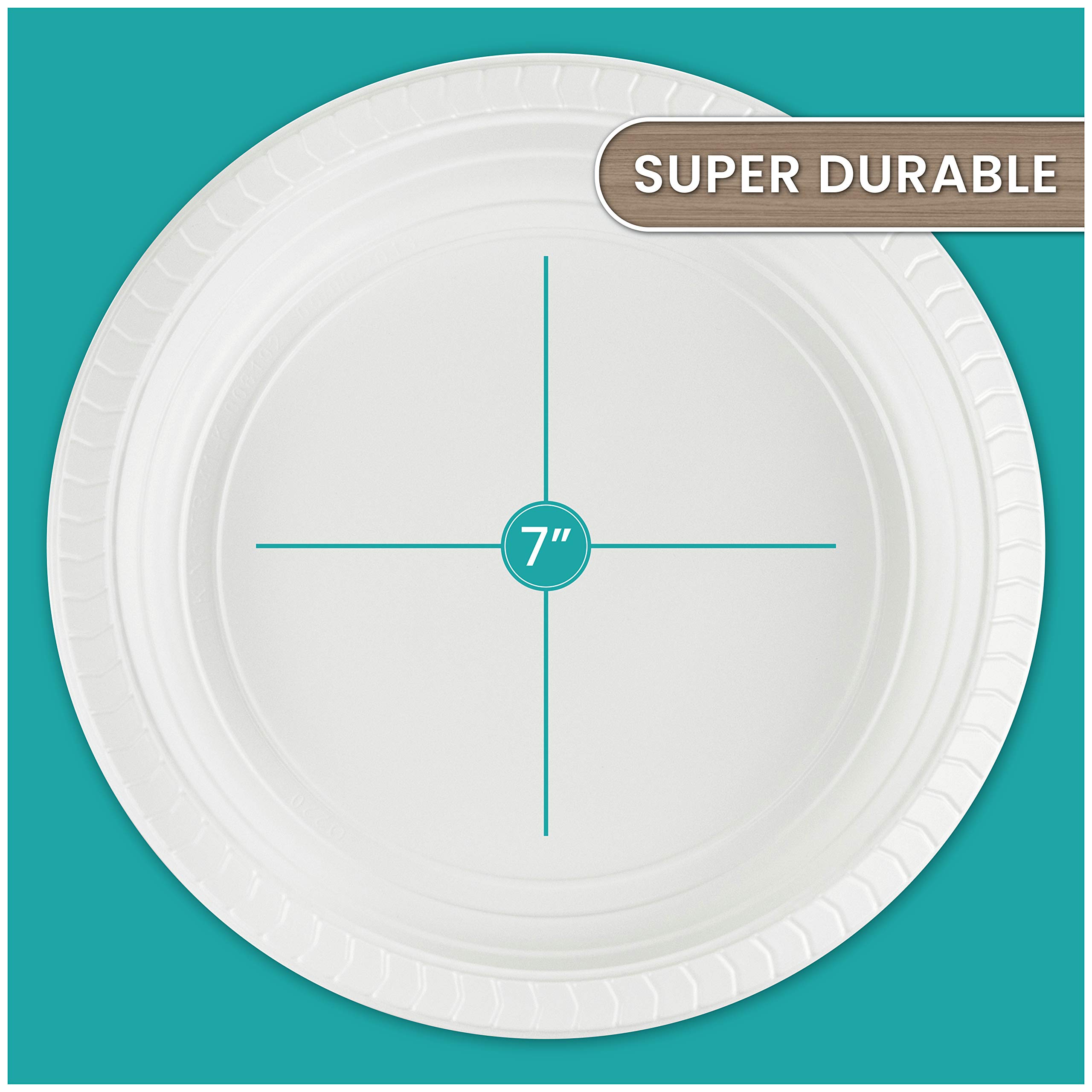 PLASTICPRO Round Plastic Plates and Bowls - 7 Inch Microwave Safe Disposable Dinnerware Set of 800, White - Perfect for Parties, Picnics & Catering Events