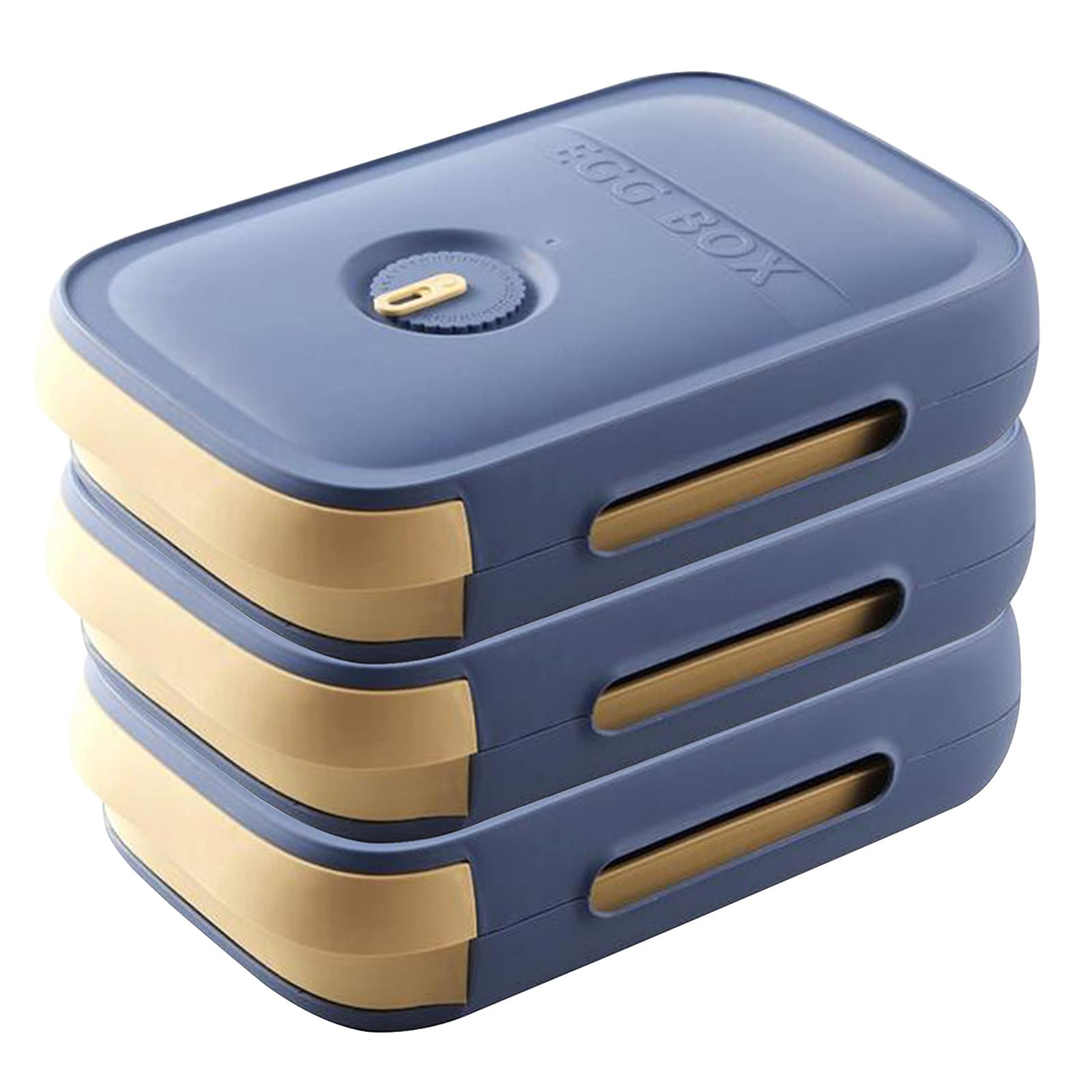 Refrigerator Egg Storage Containers - Space Saving Rolling Drawer Egg Organizer with Multi-Layer Design - Perfect for Kitchen, Pantry & Farm Fresh Eggs Storage (K1-Blue) - Ideal for Home Chefs, Meal Prep & Bulk Egg Organization