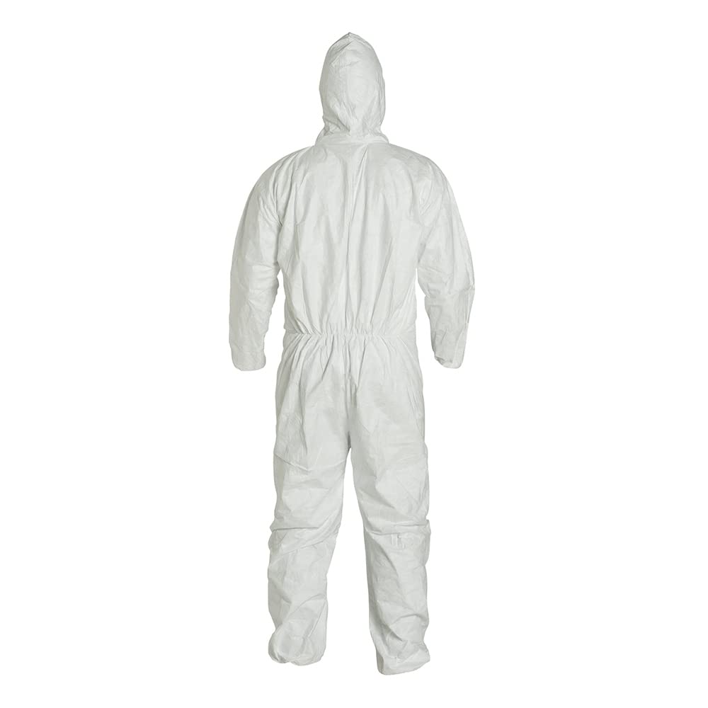 DuPont Tyvek 400 TY127S Disposable Protective Coverall with Respirator-Fit Hood & Elastic Cuffs - White PPE Suit for Chemical Protection, Healthcare & Industrial Safety | Ideal for Medical Workers, Lab Technicians & Hazardous Material Handling
