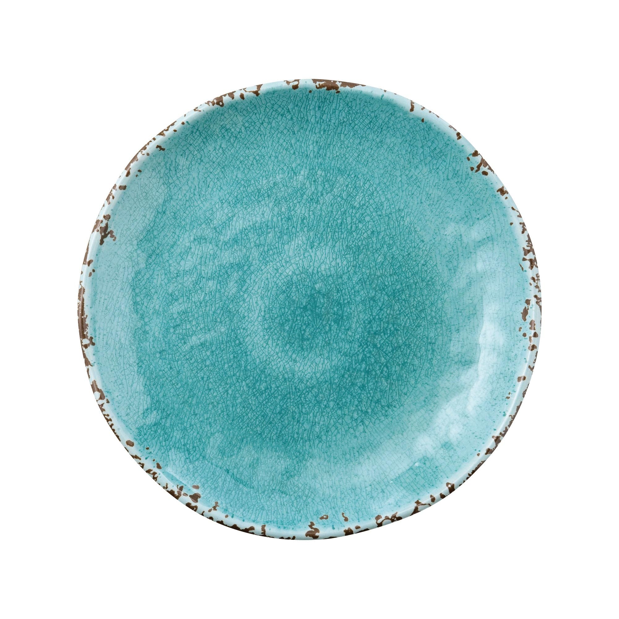 UPware Crackle Melamine Round Dessert Plates - 6 Inch Small Serving Plates for Appetizers, Snacks & Side Dishes - Turquoise Set of 4 - Perfect for Parties, Picnics & Home Dining