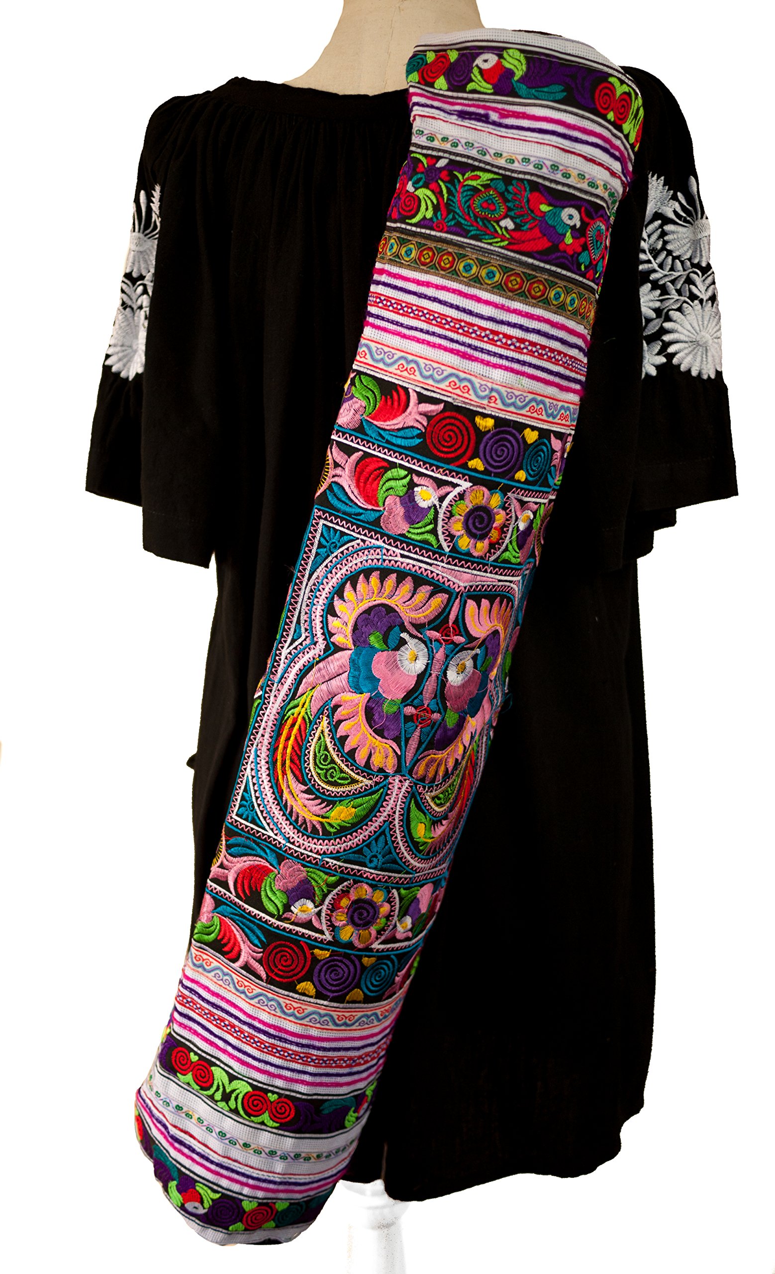 CCcollections Yoga Mat Bag with Adjustable Strap - Bohemian Embroidered Pilates Mat Carrier for Women, Perfect for Yoga Class, Gym, and Travel