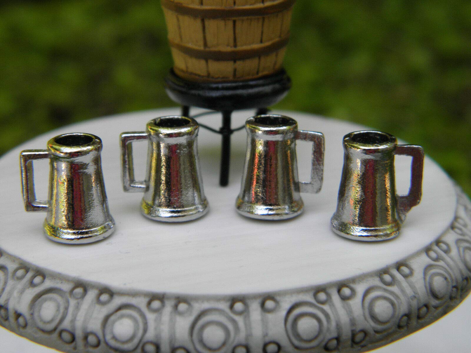 Miniature Fairy Garden Decor Set - 4 Metal Beer & Wine Mug Accessories for Dollhouse & Fairy Gardens | Perfect for DIY Crafts, Home Decor & Gift Ideas