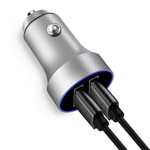 Bakeey Mini 2.4A Fast Dual USB Car Charger with LED Light - Compatible with iPhone S8/S9, Xiaomi 6, OnePlus 5 - Perfect for Road Trips & Emergency Charging in Vehicles
