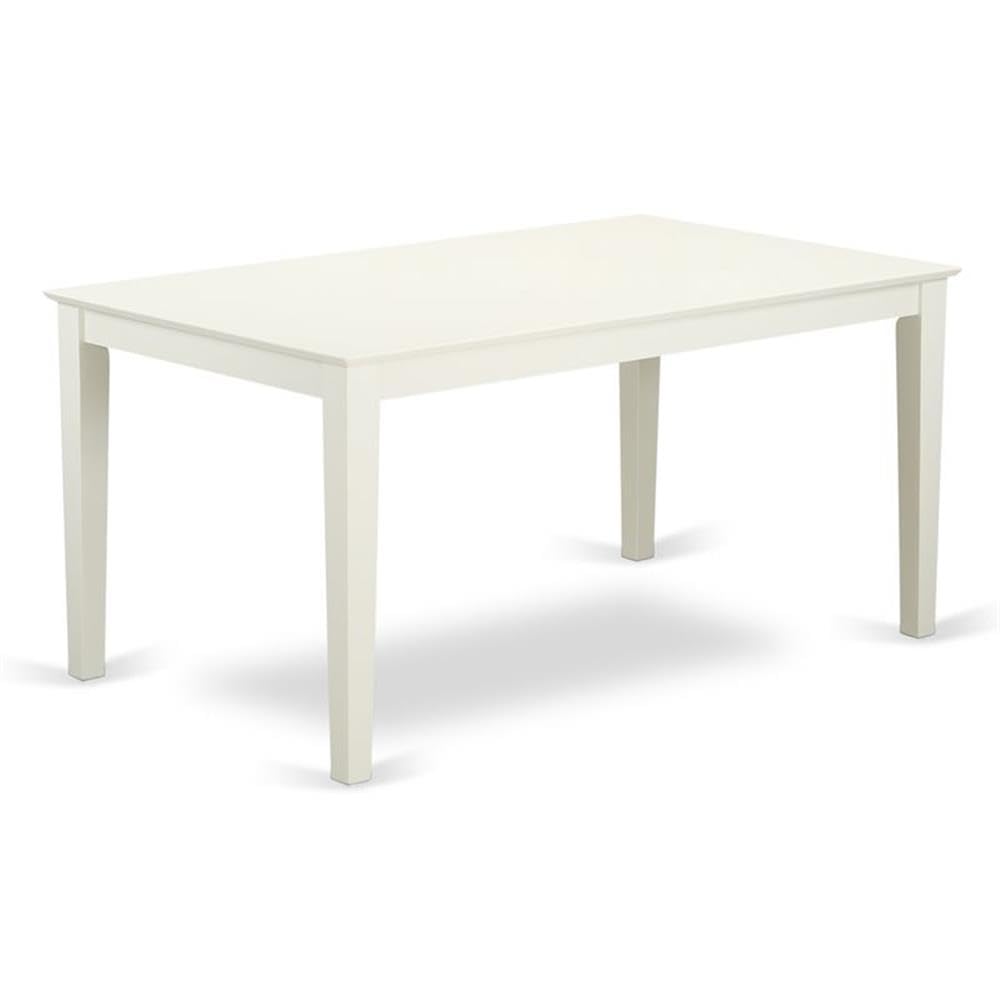 East West Furniture CAWE5-LWH-W 5-Piece White Linen Dining Set with 36x60 Inch Rectangle Table & 4 Chairs - Perfect for Small Kitchens, Breakfast Nooks & Cozy Family Meals