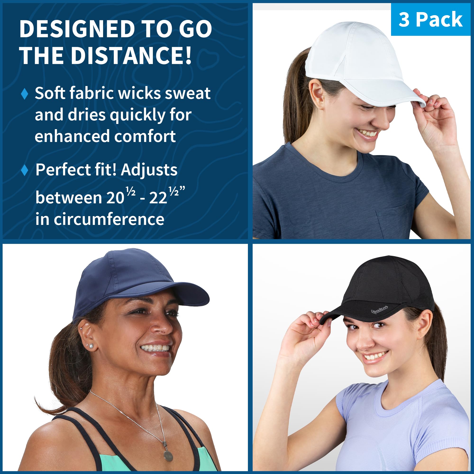 TrailHeads Women's UV Protection Running Hats - 50+ UPF Sun Protection Baseball Cap for Summer - Perfect for Tennis, Golf, Gym & Outdoor Workouts | Lightweight & Breathable for All-Day Comfort