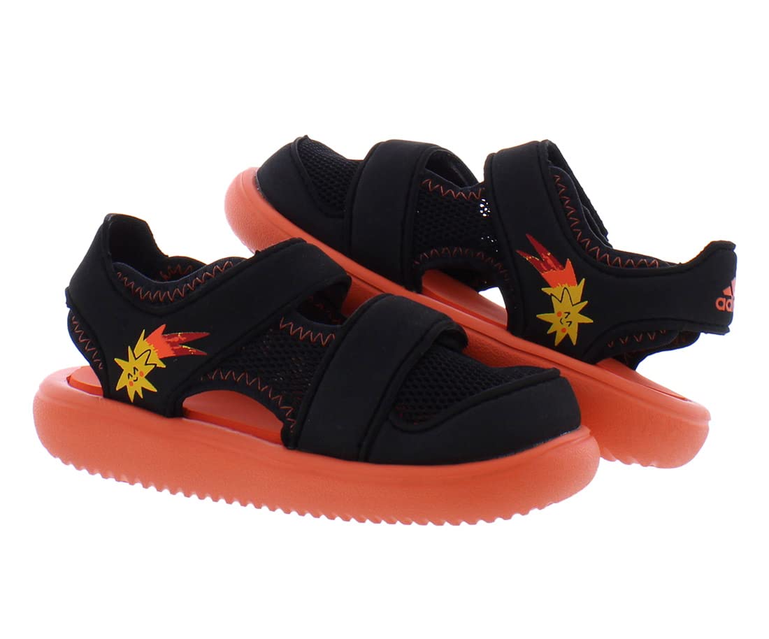 Adidas Water Sandals for Baby Boys - Size 8, Black/Orange - Comfortable & Durable Beach & Pool Shoes for Toddlers