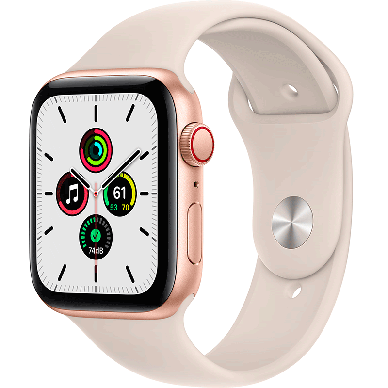 Apple Watch SE (GPS + Cellular) 44mm Gold Aluminum Case with Starlight Sport Band - MKRP3LL/A | Smartwatch for Fitness Tracking, Calls & Notifications | Perfect for Running, Swimming & Daily Wear