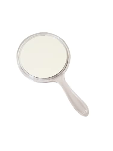 Silver Round Acrylic Handheld Makeup Mirror with Magnifier - 8x4.5 Inch Dual-Sided Beauty Mirror for Bathroom, Dressing Table, Shaving & Travel | Perfect for Salon, Home & On-the-Go Use