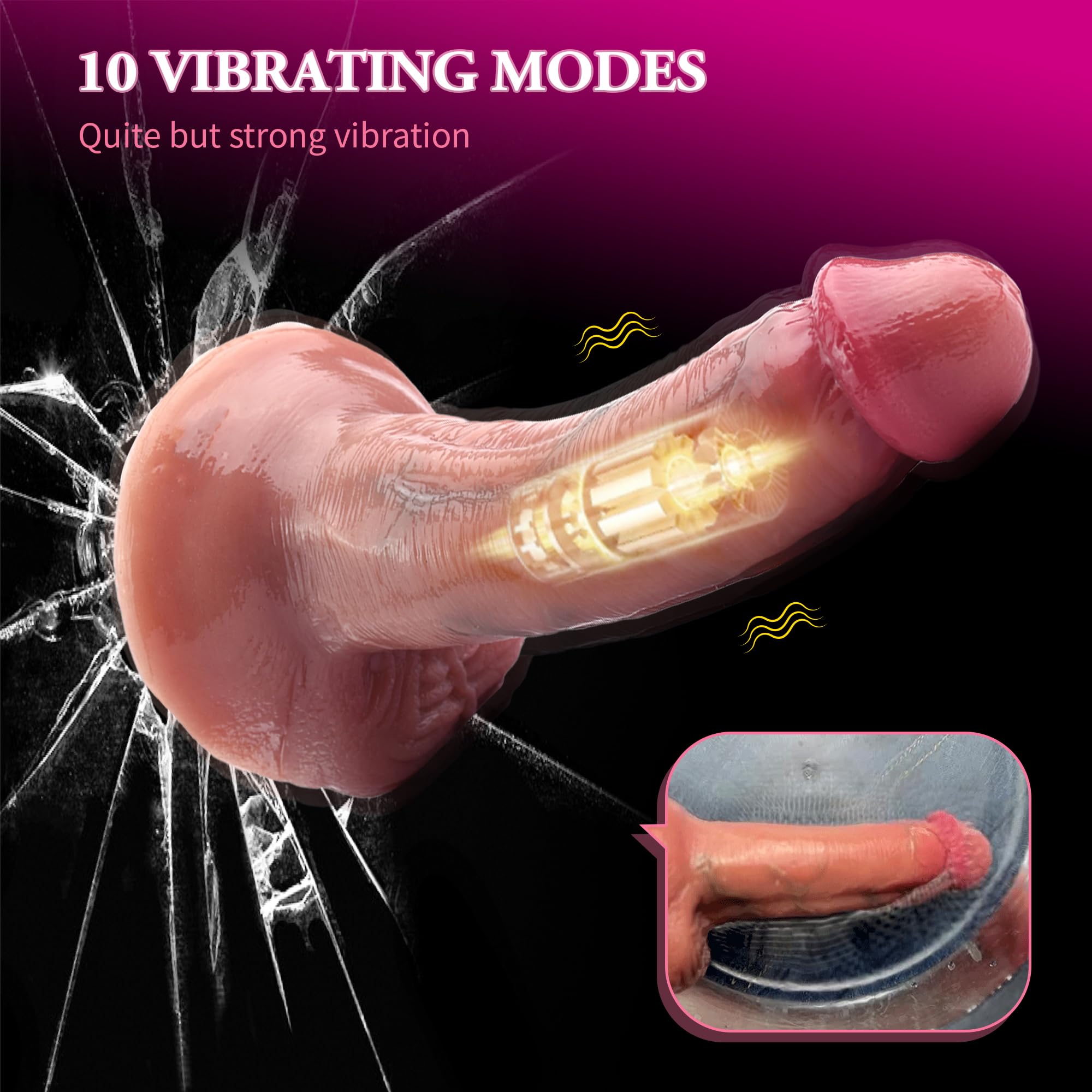 Realistic 5.7 Inch Silicone Vibrating Dildo with 10 Speeds & Suction Cup - G Spot Stimulation Sex Toy for Women & Men, Skin Tone Fake Penis for Solo Play, Couples Use & Anal Pleasure
