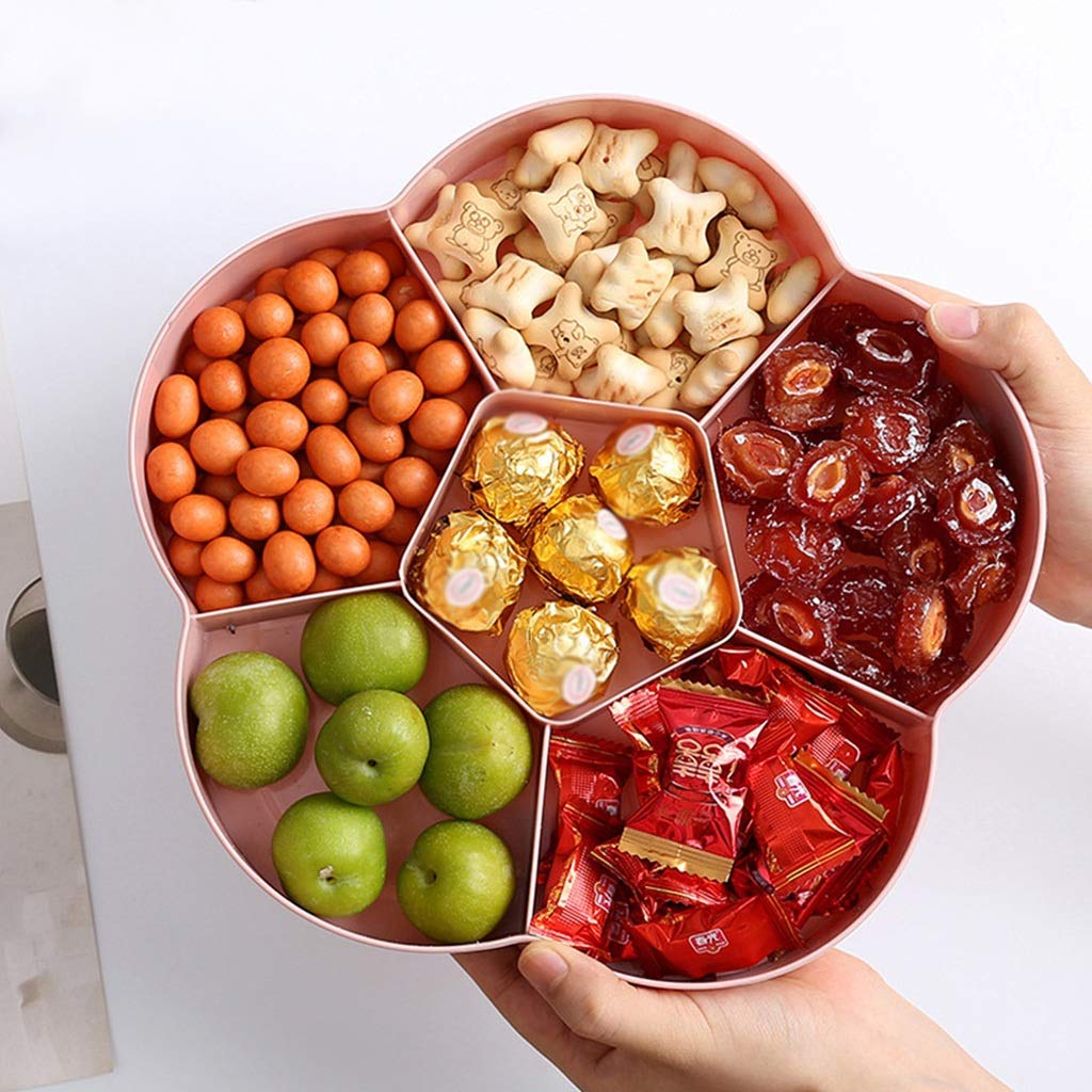 Durable Flower-Shaped Snack Serving Tray with Lid - Perfect for Nuts, Candy & Dried Fruits | Elegant Storage Box for Kitchen, Party & Home Decor