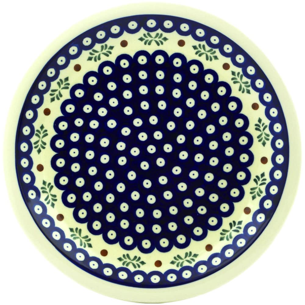 Authentic Polish Pottery Plates Set of 6 - Handmade Peacock Hollies Design with Certificate | Elegant Dinnerware for Holiday Entertaining & Home Decor