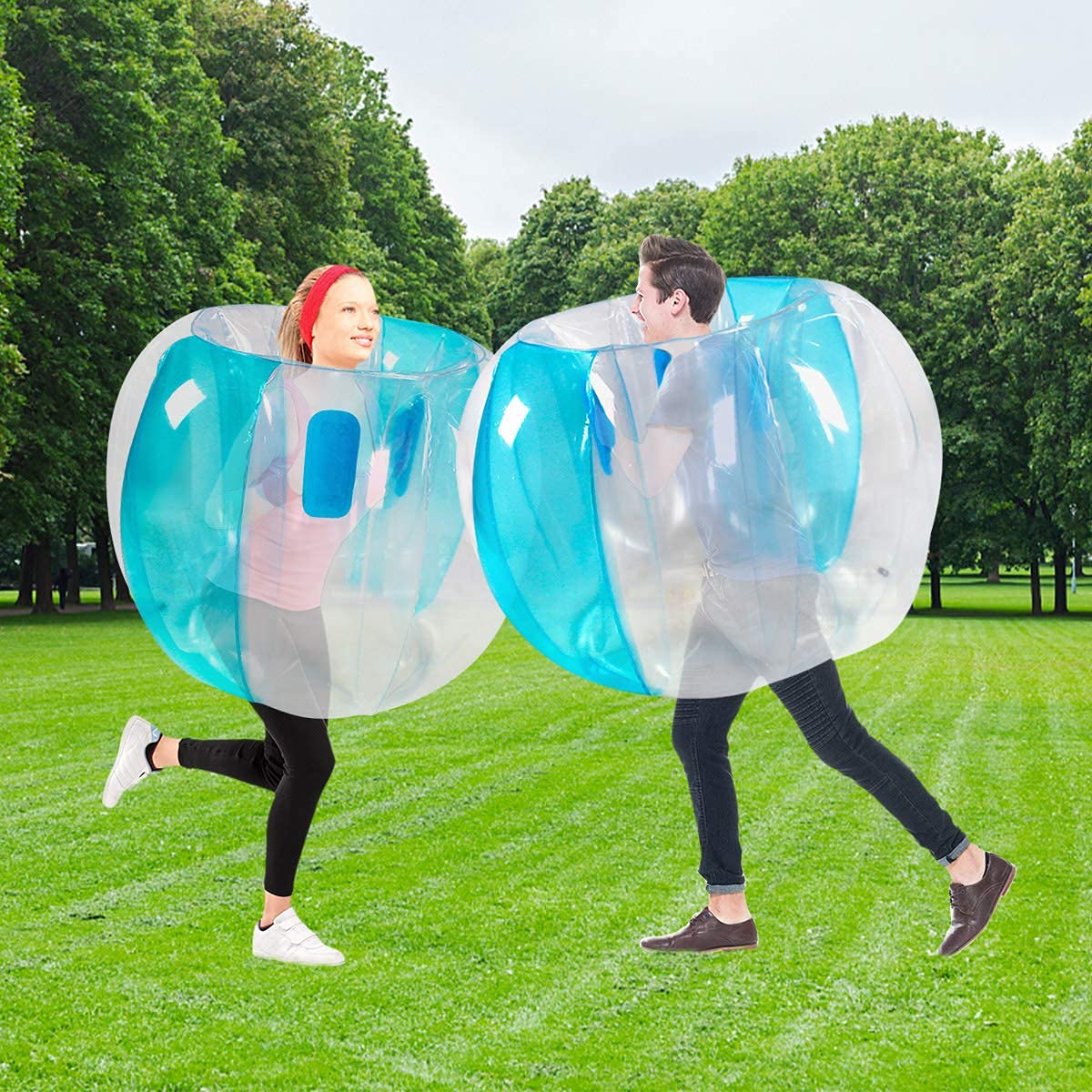 **2-Piece Kids Sumo Balls Set - 36 Inch Bumper Bounce Toys for Outdoor Play, Team Games, and Lawn Activities (Blue+Blue) - Perfect for Backyard Fun, Birthday Parties, and School Events**