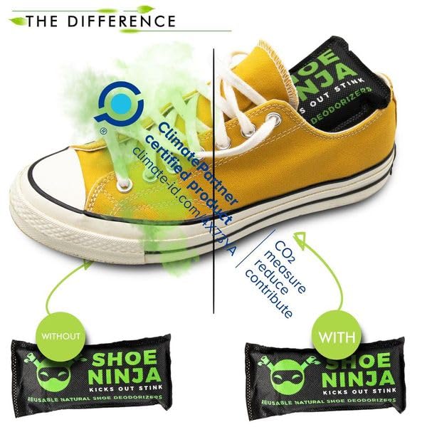 Natural Charcoal Shoe Deodorizer - 8 Pack Long-Lasting Shoe Odor Eliminator for Fresh Smelling Shoes | Includes Nail Clippers & Deodorizing Bags | Perfect for Gym, Work Boots & Daily Footwear Care