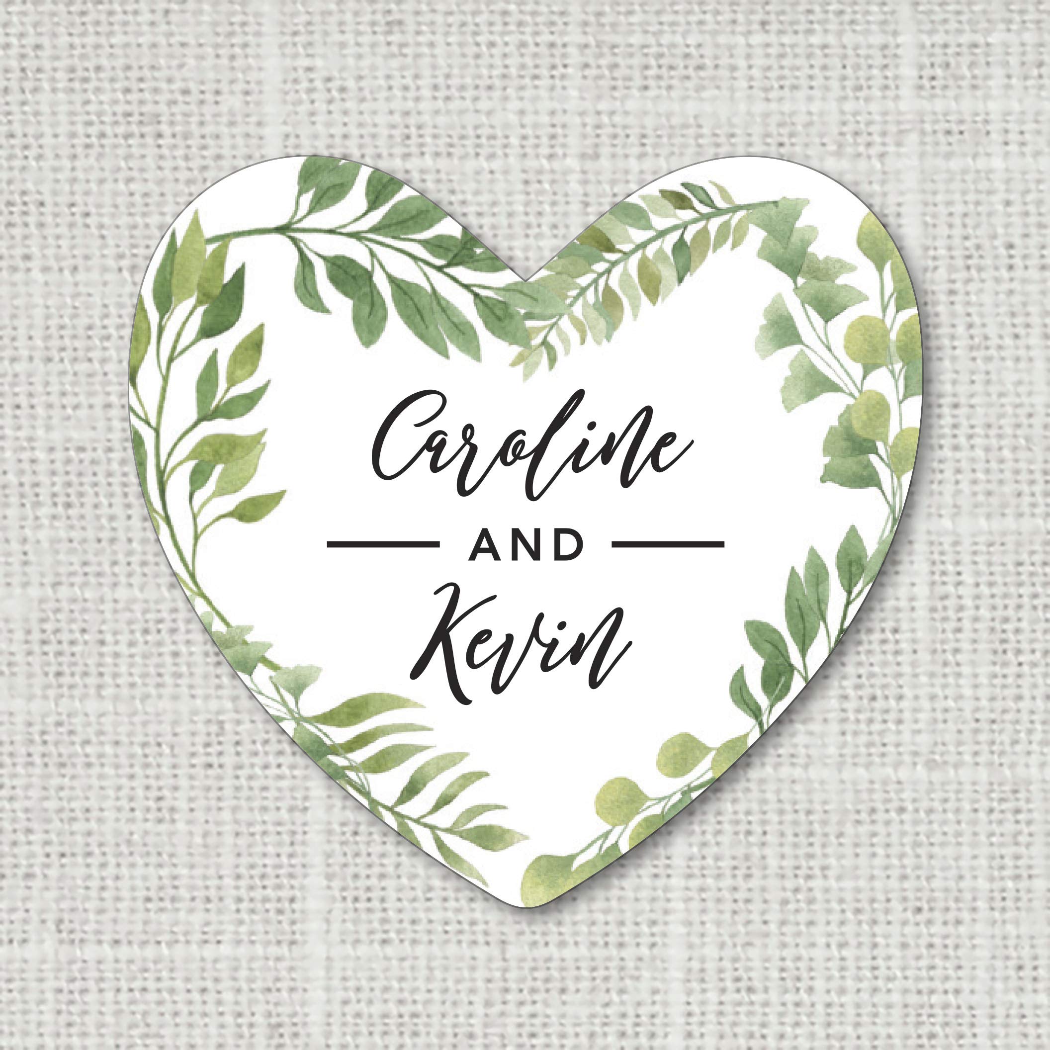 Elegant Greenery Wedding Stickers - Custom Calligraphy Name Labels for Woodland & Garden Theme Weddings - Perfect for Wedding Favors, Invitations & Decoration
