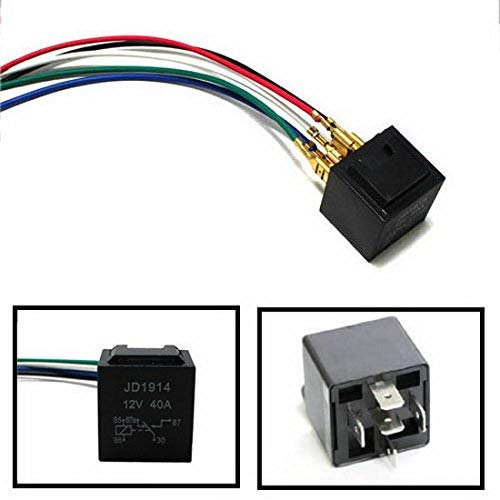 5 Pin 12V 40A SPDT Automotive Relay Socket with Wires - Compatible with Car Fog Lights, Daytime Running Lamps, Headlights & More - Perfect for DIY Auto Electrical Projects & Vehicle Lighting Upgrades