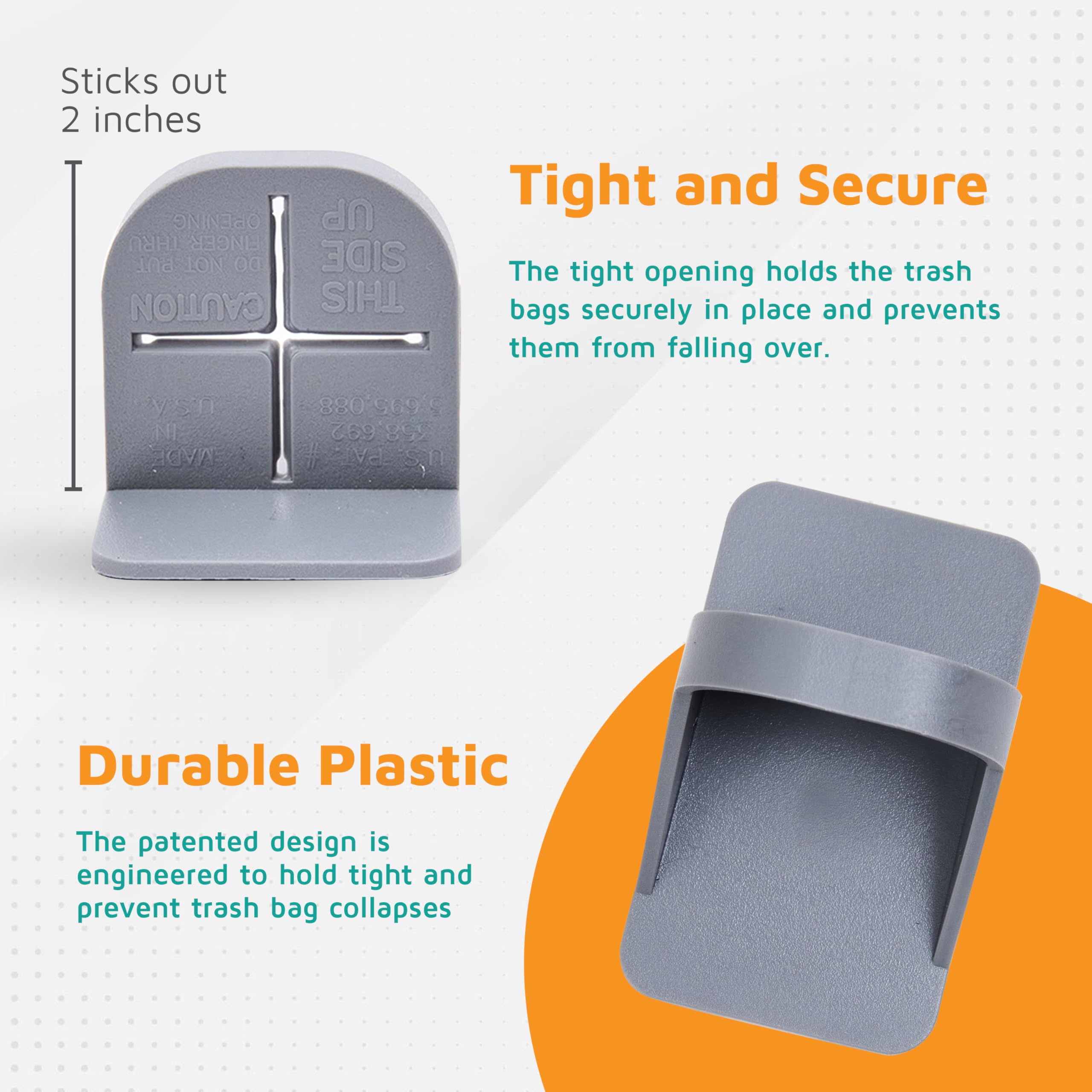 PlasticMill Trash Bag Cinch - 6-Pack Trash Bag Holder for Standard Trash Cans, Prevents Slipping & Secures Liners (Putty Color) - Perfect for Kitchen, Bathroom, Office & Outdoor Use