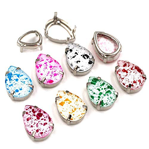 DS-169531 Teardrop Shape Eggshell Series Glass Crystal Sewing Silver Claw Frame Pointback Rhinestones for Clothing - Red, 13x18mm, 24pcs - Perfect for DIY Fashion, Costume Design, and Embellishing Dresses, Jackets, and Accessories