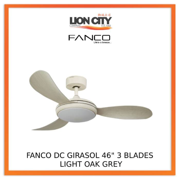 Fanco Girasol 46 Inch 3 Blade DC Ceiling Fan with Remote Control - Quiet & Energy Efficient for Living Room, Bedroom, or Office