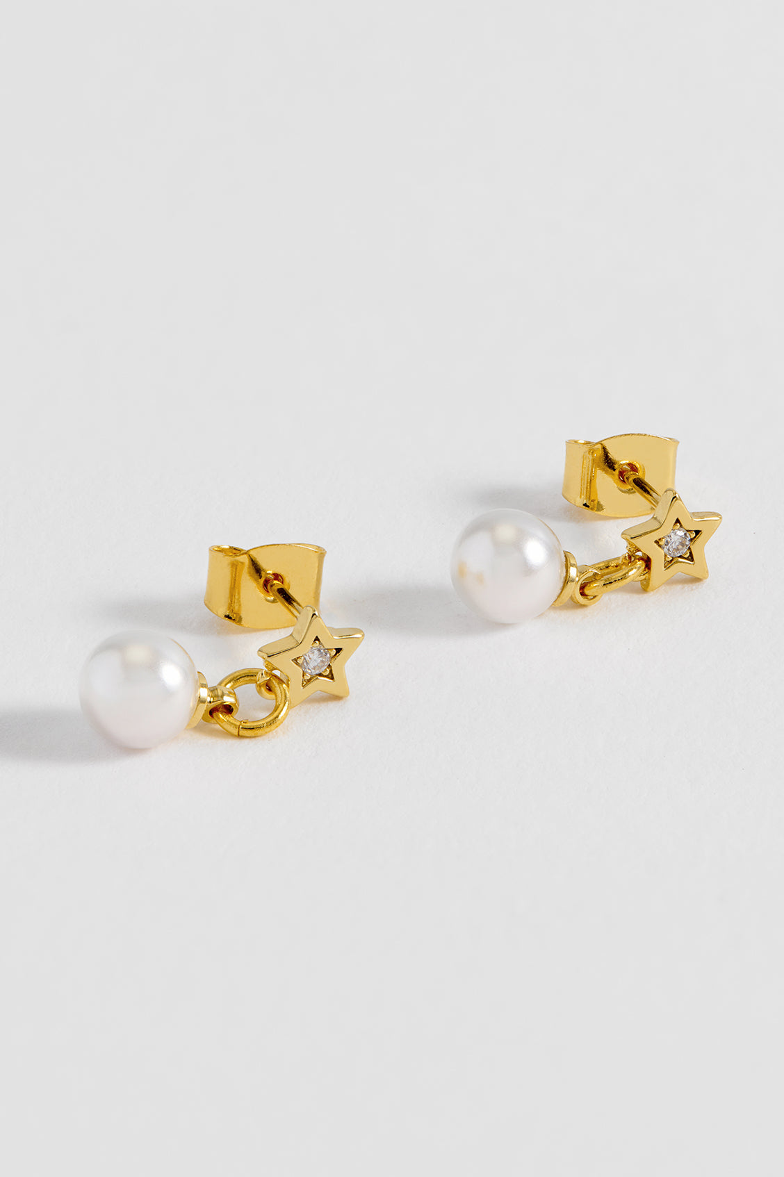 Pearl and Cubic Zirconia Star Drop Stud Earrings for Women - Elegant Dangle Earrings for Party, Wedding & Evening Wear
