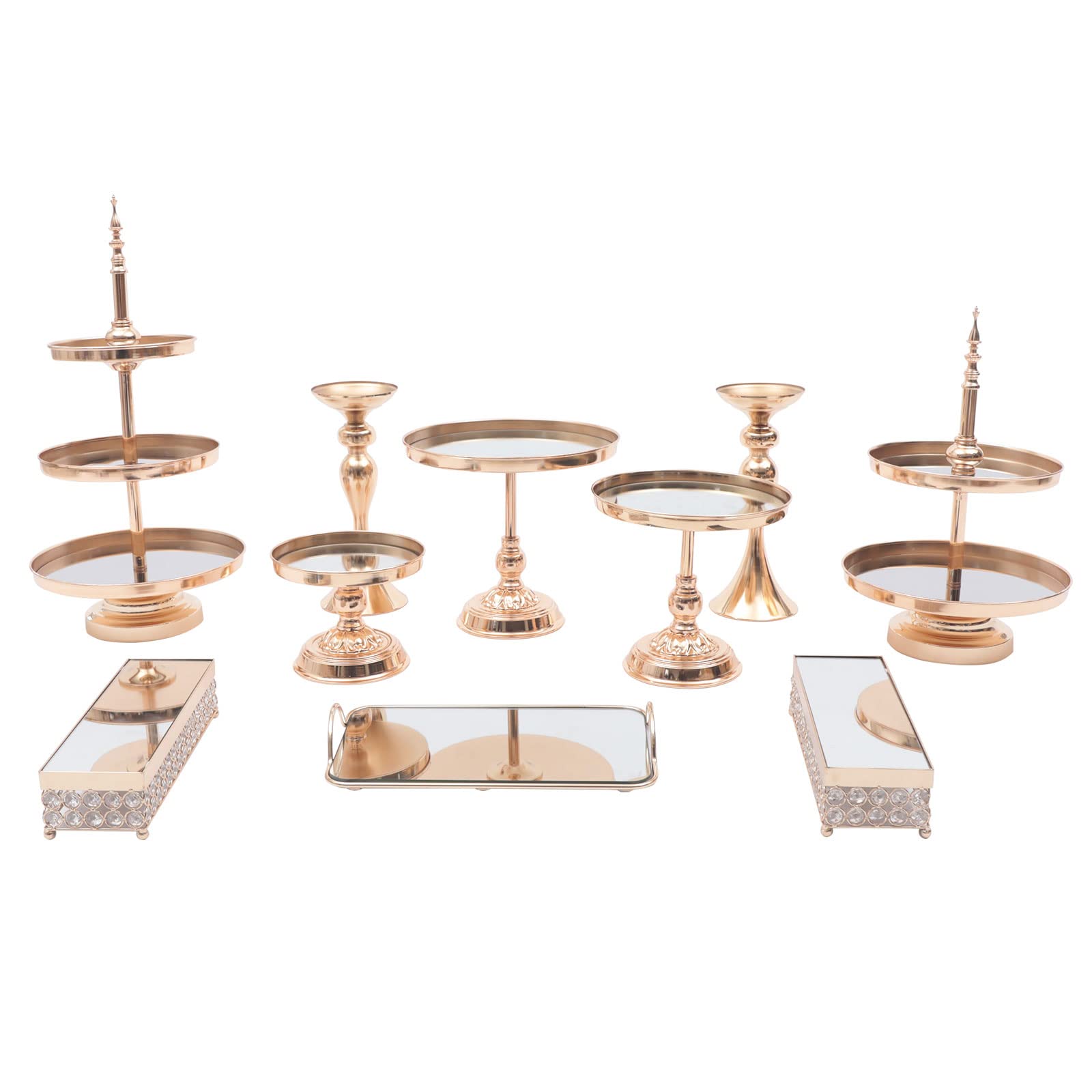 10-Pack Gold Metal Cake Stand Cupcake Holder Set - Elegant Dessert Display Serving Platter for Birthday, Wedding, Party Decoration - Perfect for Buffet Tables, Dessert Bars & Special Events