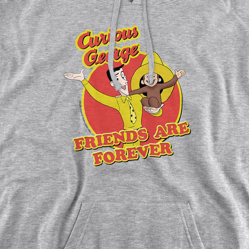 Trevco Curious George Friends Unisex Adult Pullover Hoodie - Soft & Comfortable Casual Wear for Men & Women - Perfect for Everyday Outfits, Lounging & Gifts
